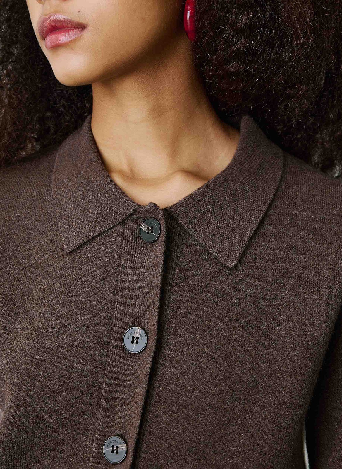 Cardigan droit en maille GRACE ET MILA Marron