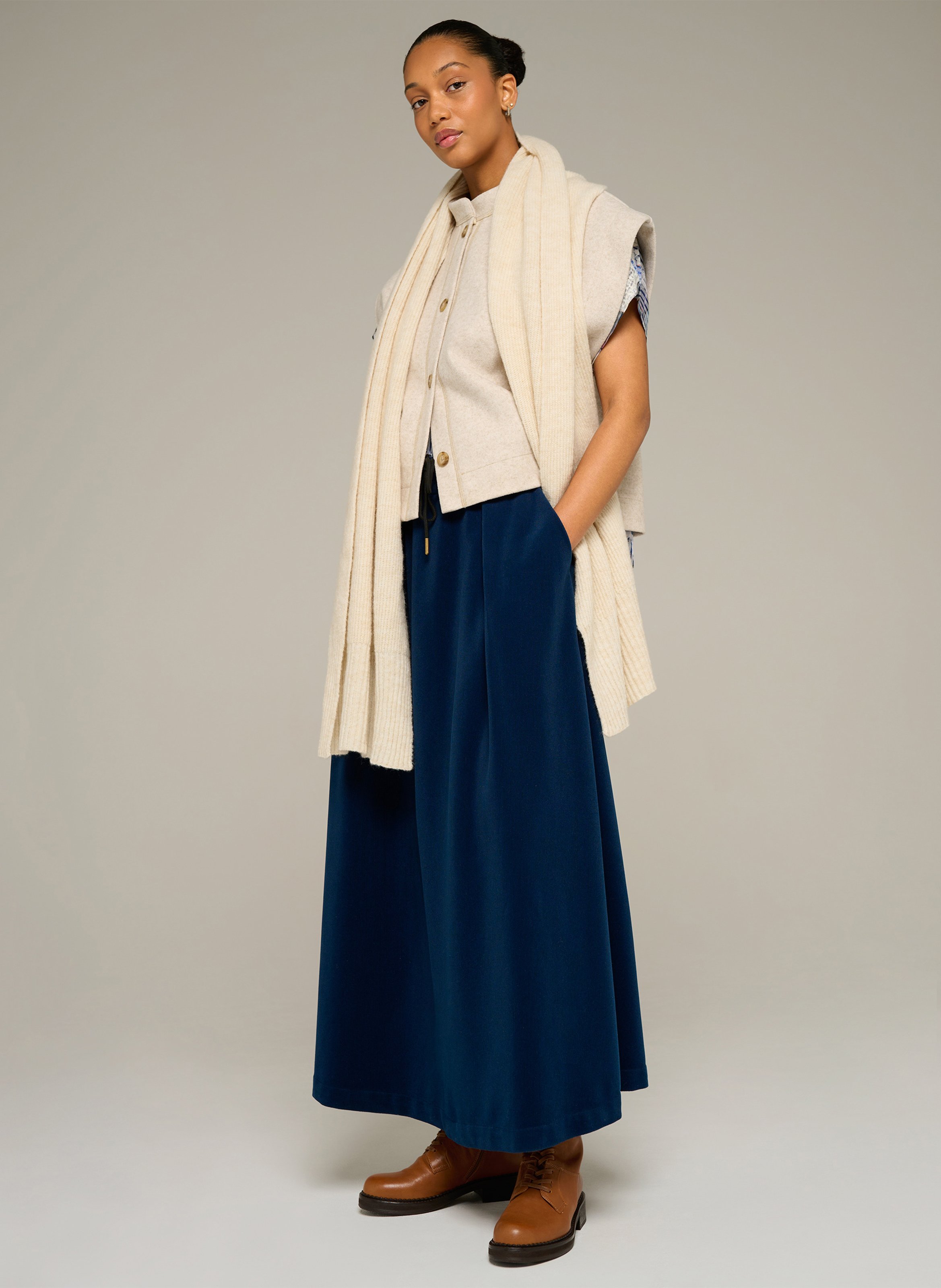 Long flared corduroy skirt COTELAC ACOTE Blue