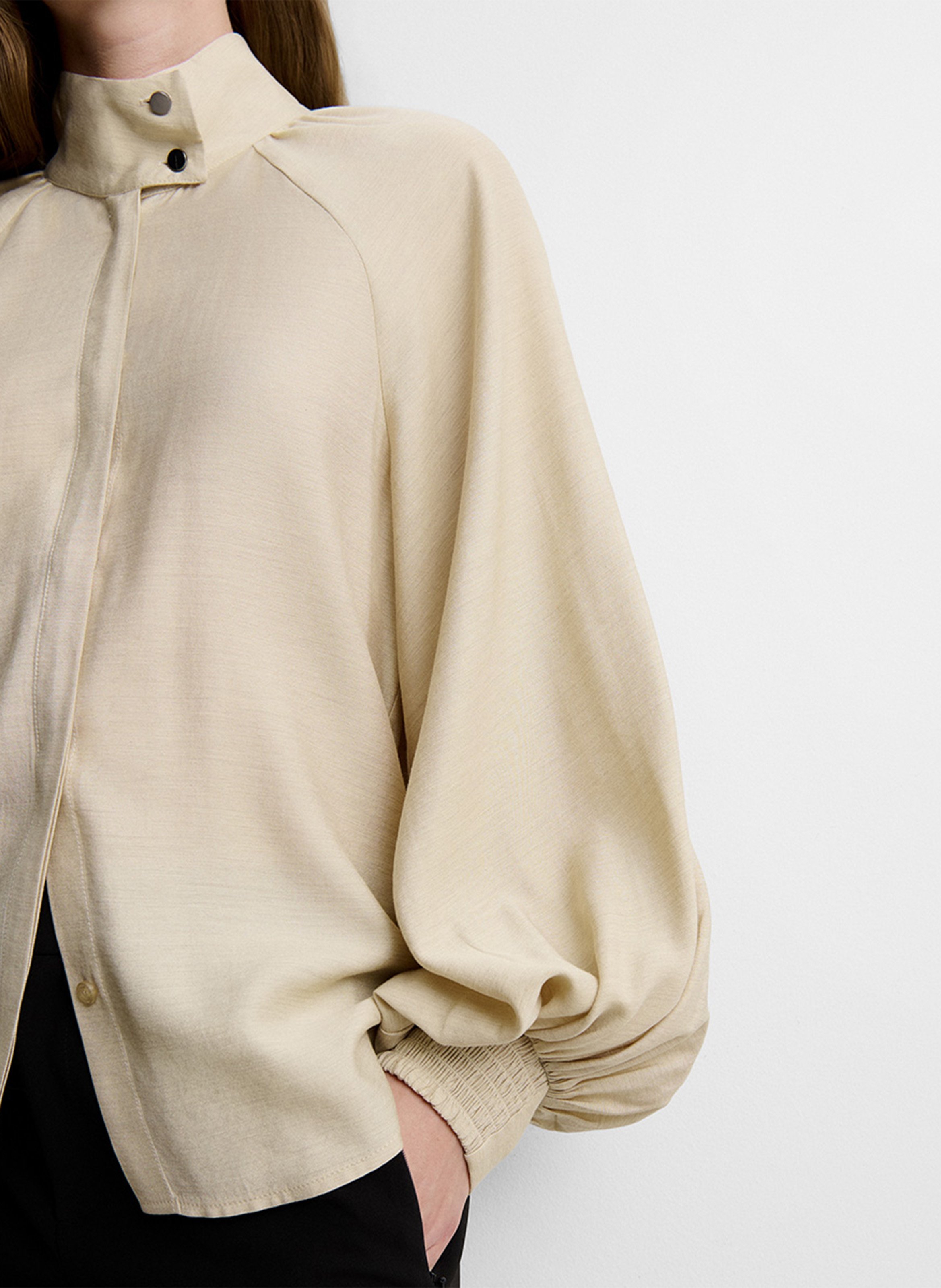 Oversized high-neck shirt SIMORRA Beige