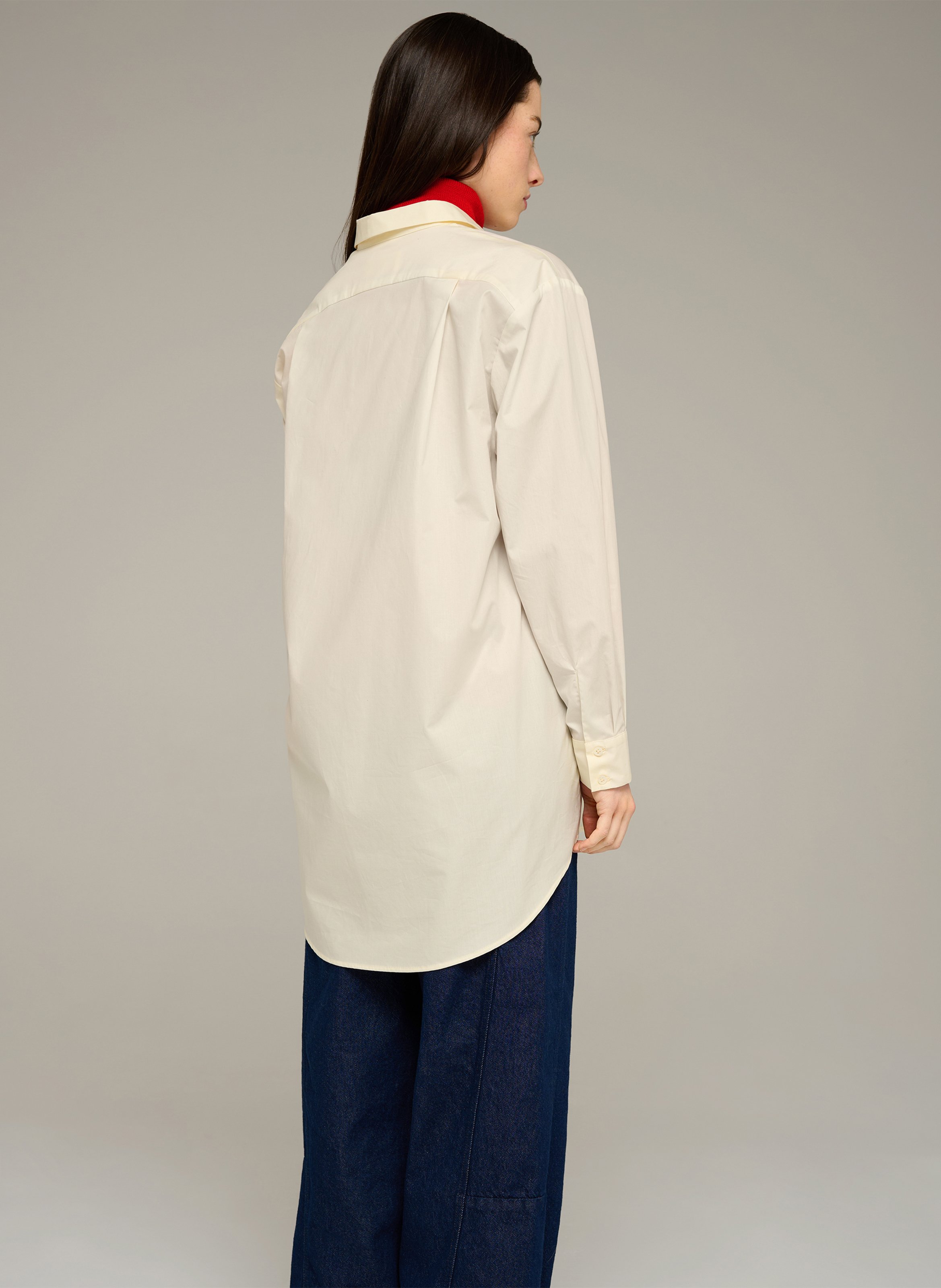 Blouse van biokatoen met klassieke kraag COTELAC ACOTE Beige