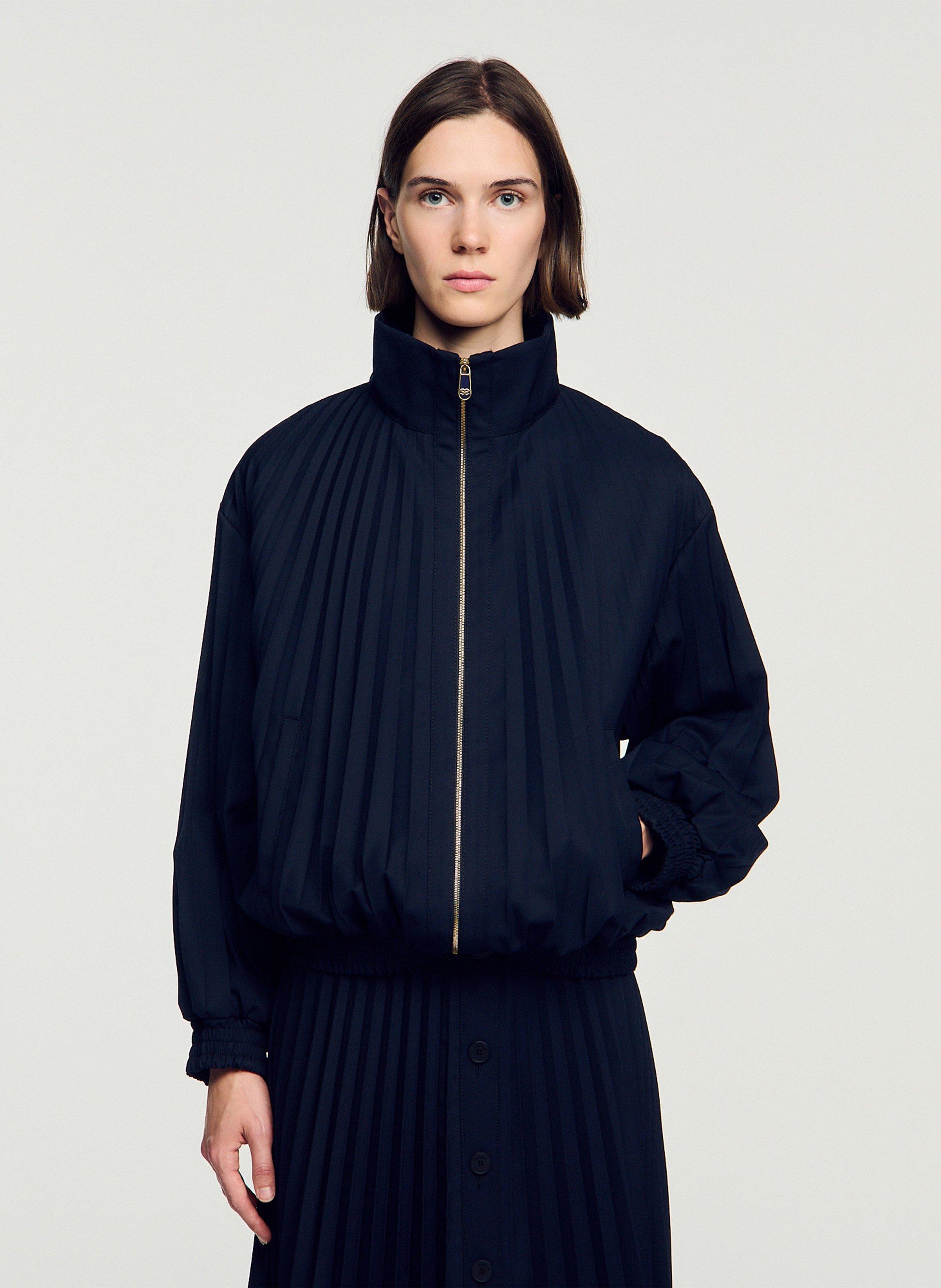 Oversize-Jacke mit Falten SANDRO Blau