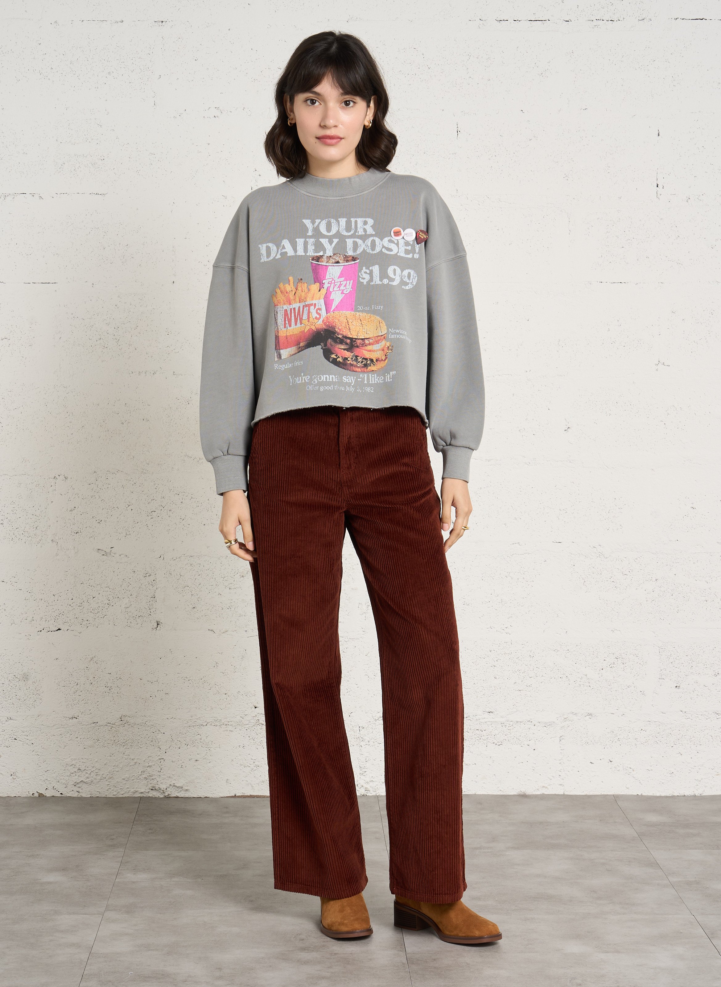 Sweat col rond en coton NEWTONE Gris