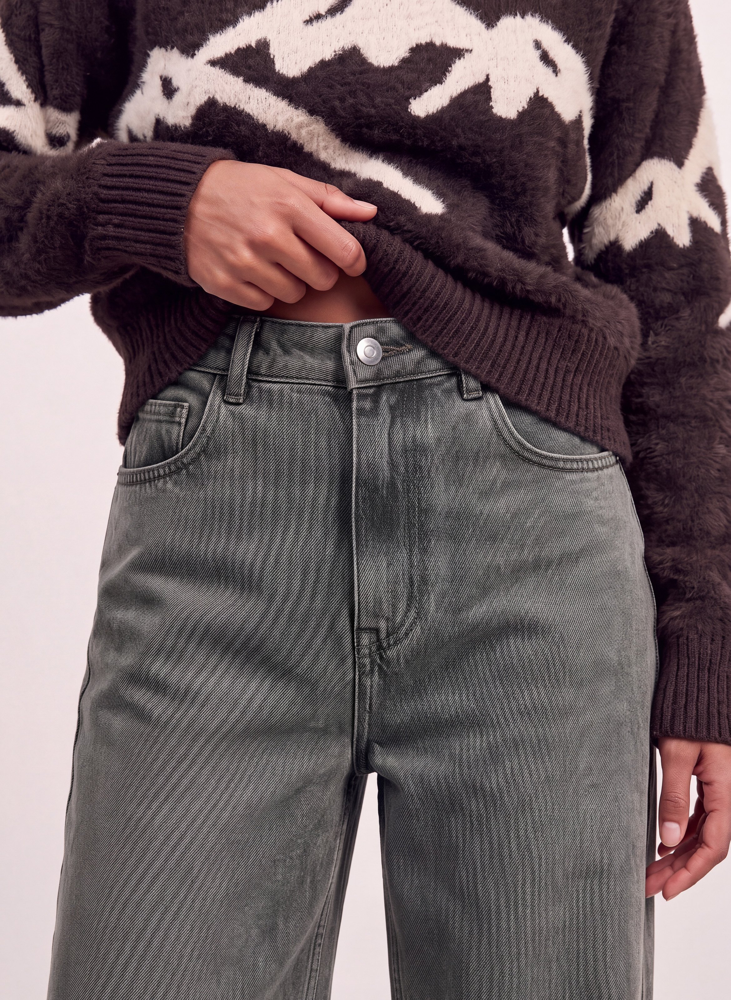 High-waisted wide-leg trousers in a solid color KOOKAI Khaki