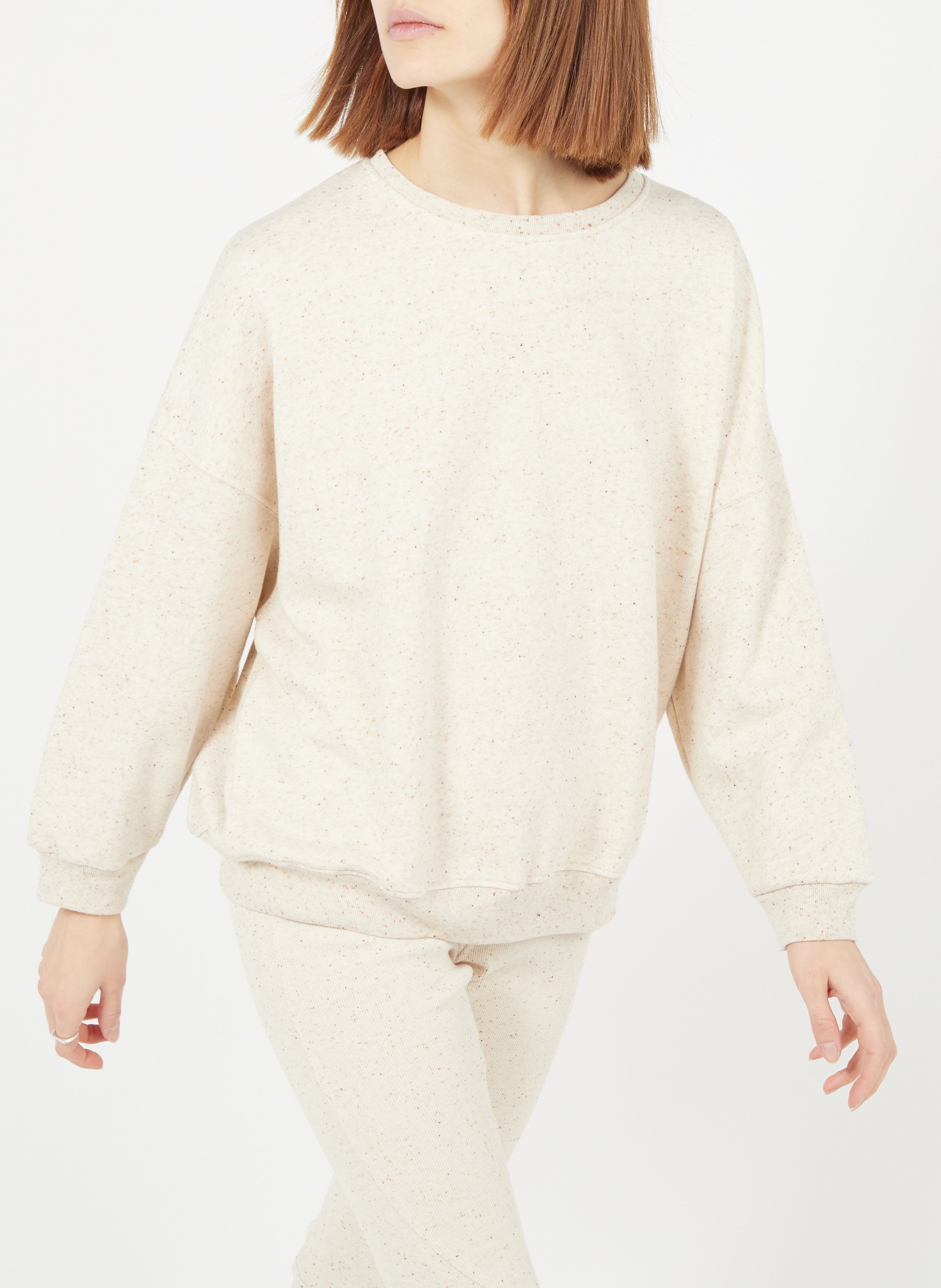 Sweat col rond oversize en coton mélangé SESSUN Beige