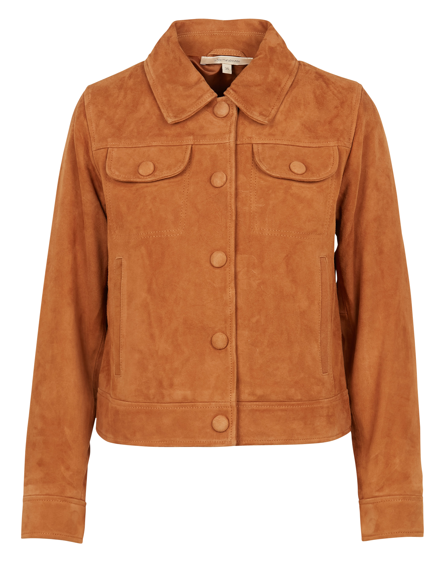 Veste col classique en cuir LA FEE MARABOUTEE Marron