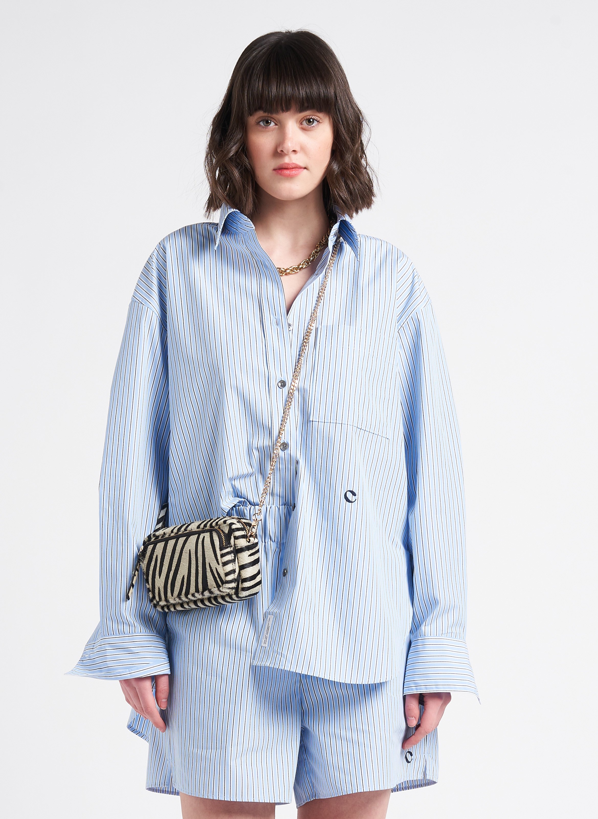 Chemise col classique rayée en coton bio BleuCLOSED