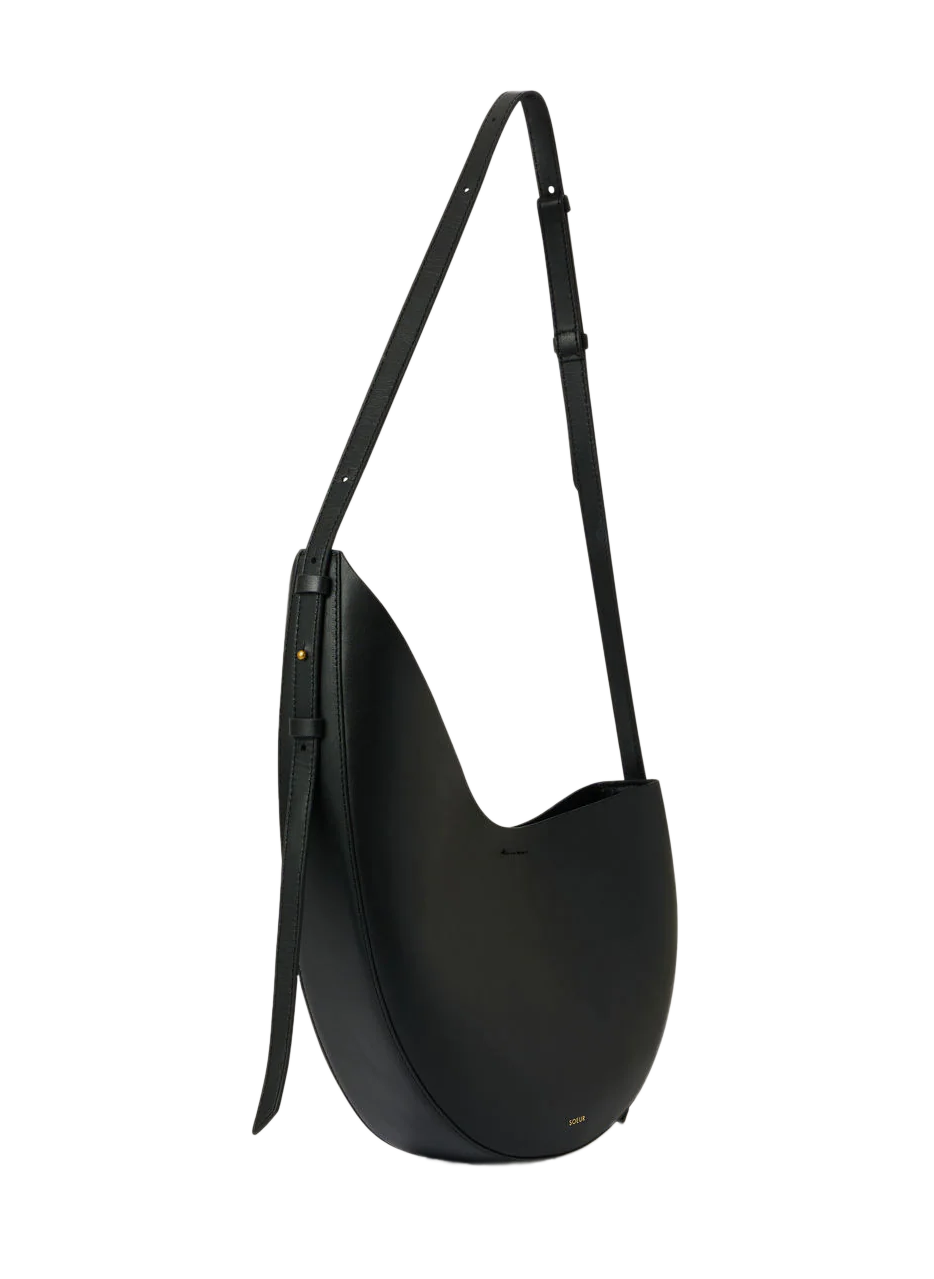 Asymmetrische schoudertas van glad leer SOEUR Zwart