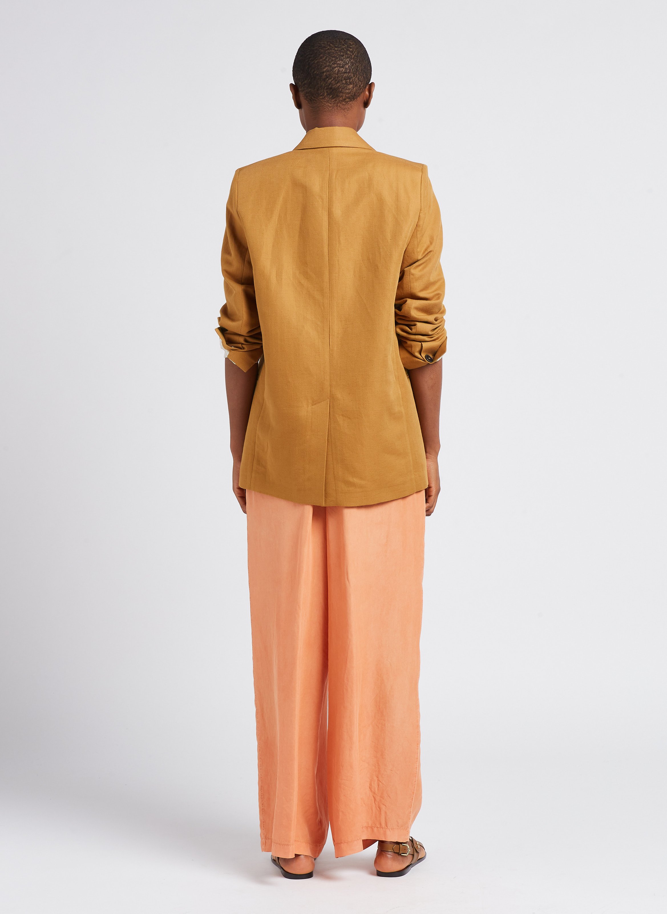 Pantalon large fluide en soie POMANDERE Orange