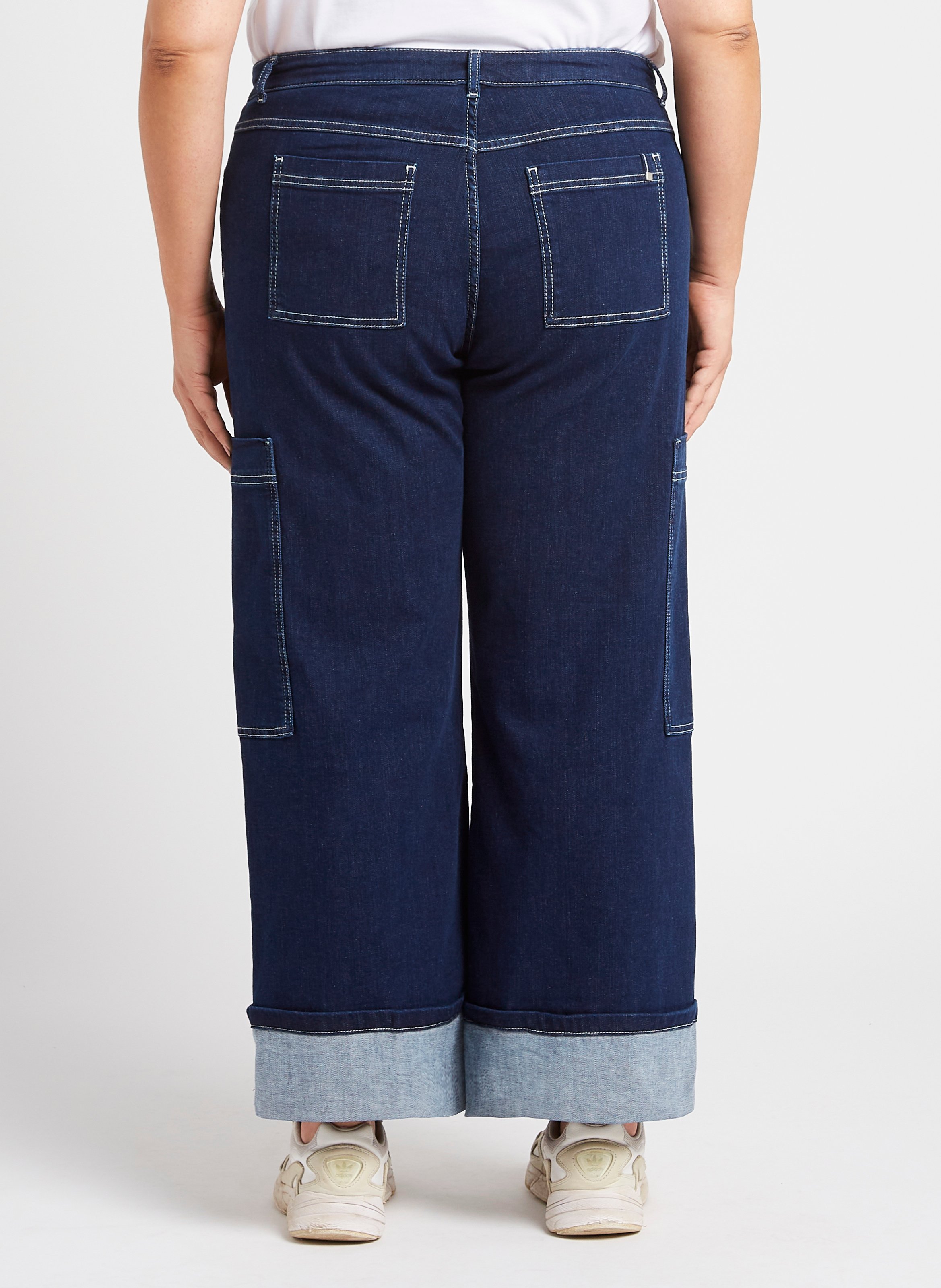 Cotton-blend straight-leg jeans PERSONA by Marina Rinaldi Blue