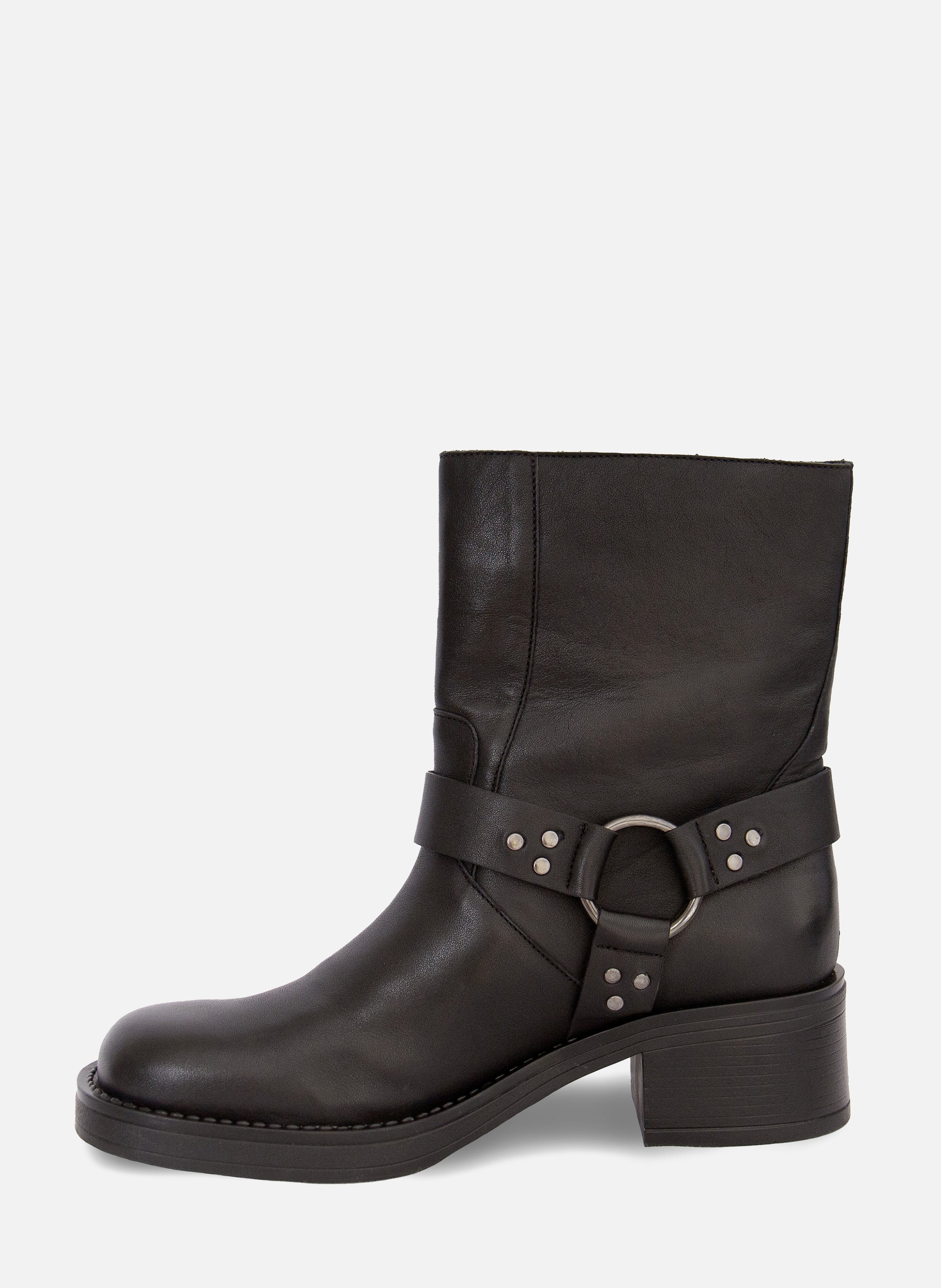 Leather biker ankle boots JULES & JENN Black
