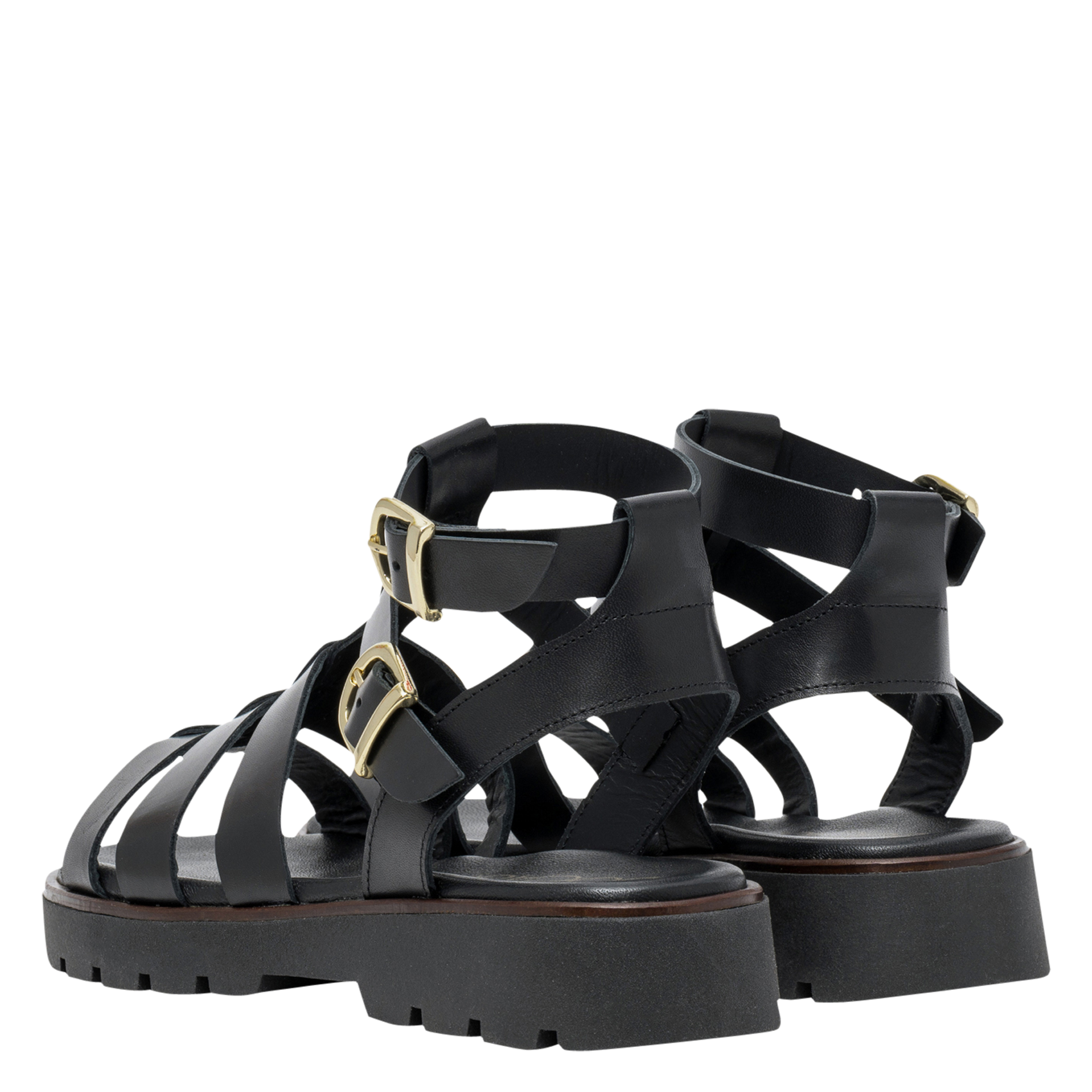 Avarca Berlin - Flache Ledersandalen mit Samt BOCAGE Schwarz