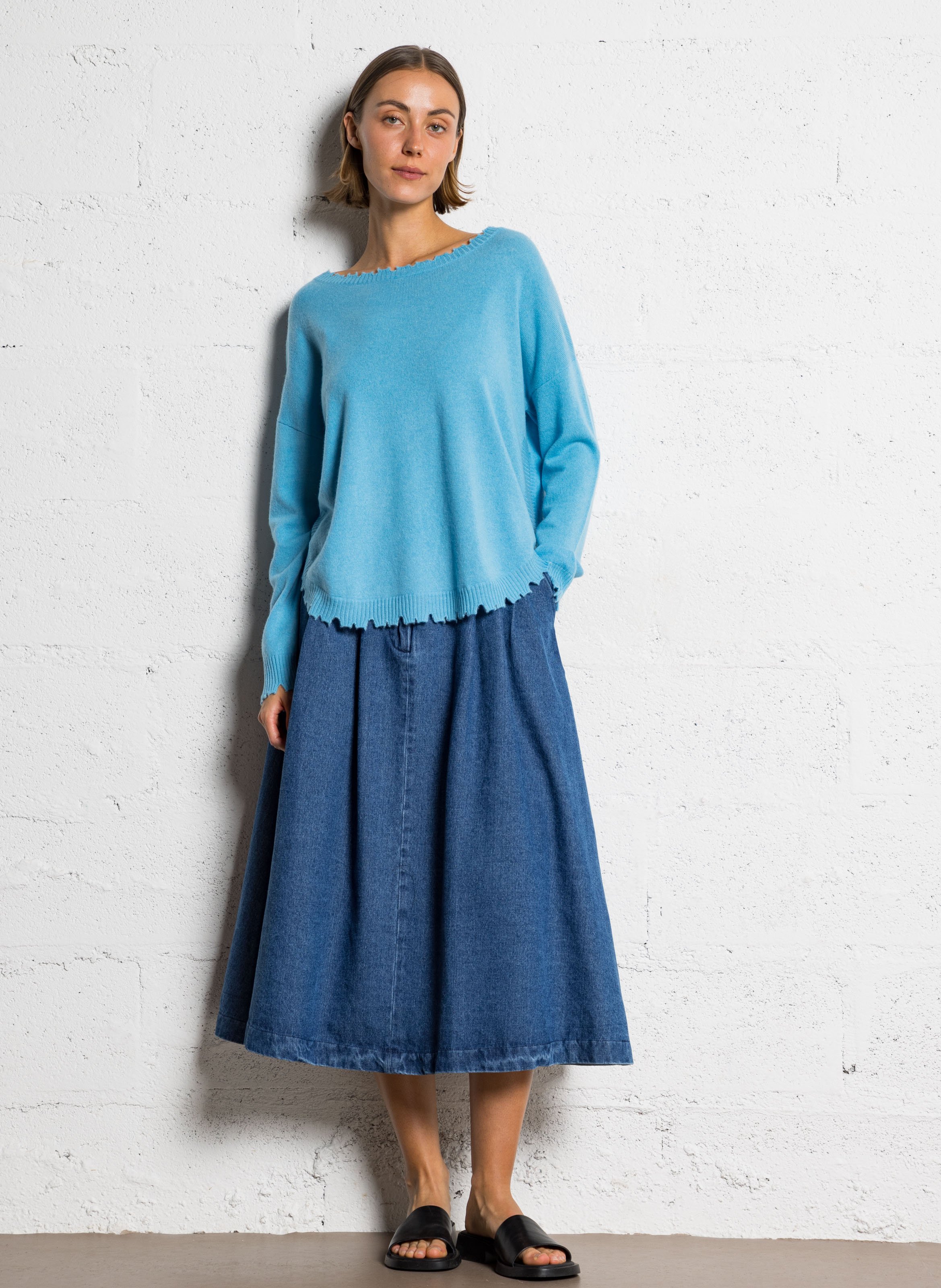 Pull oversize en cachemire maillé KUJTEN Bleu