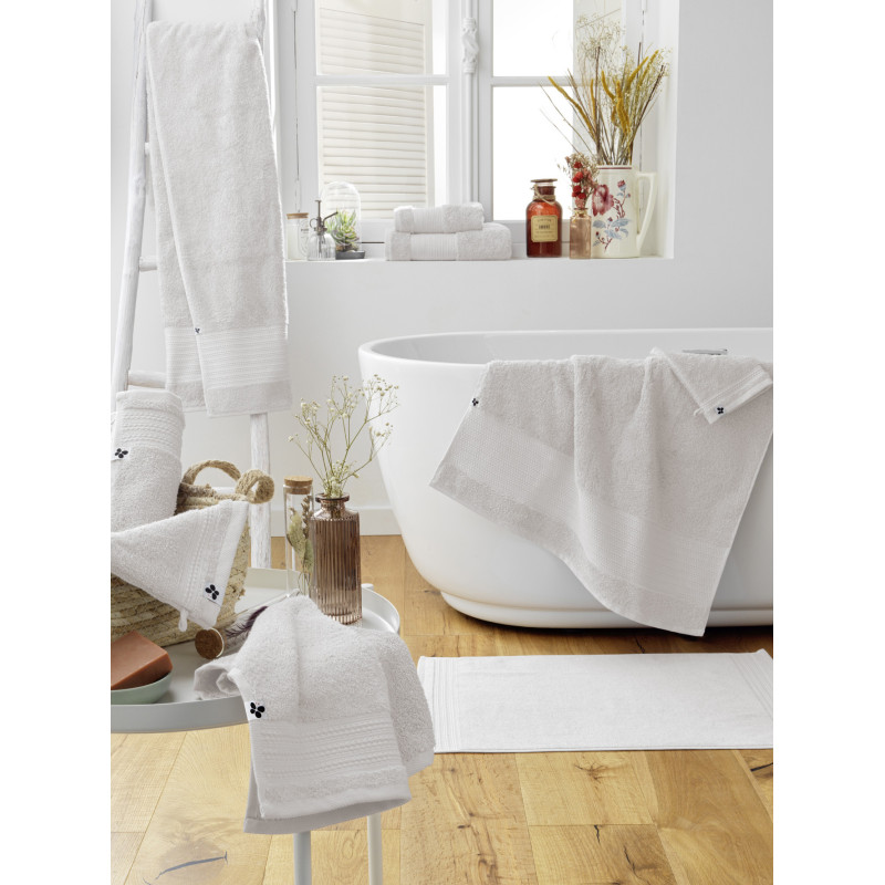 100% combed cotton hand towel L'EFFET PAPILLON White