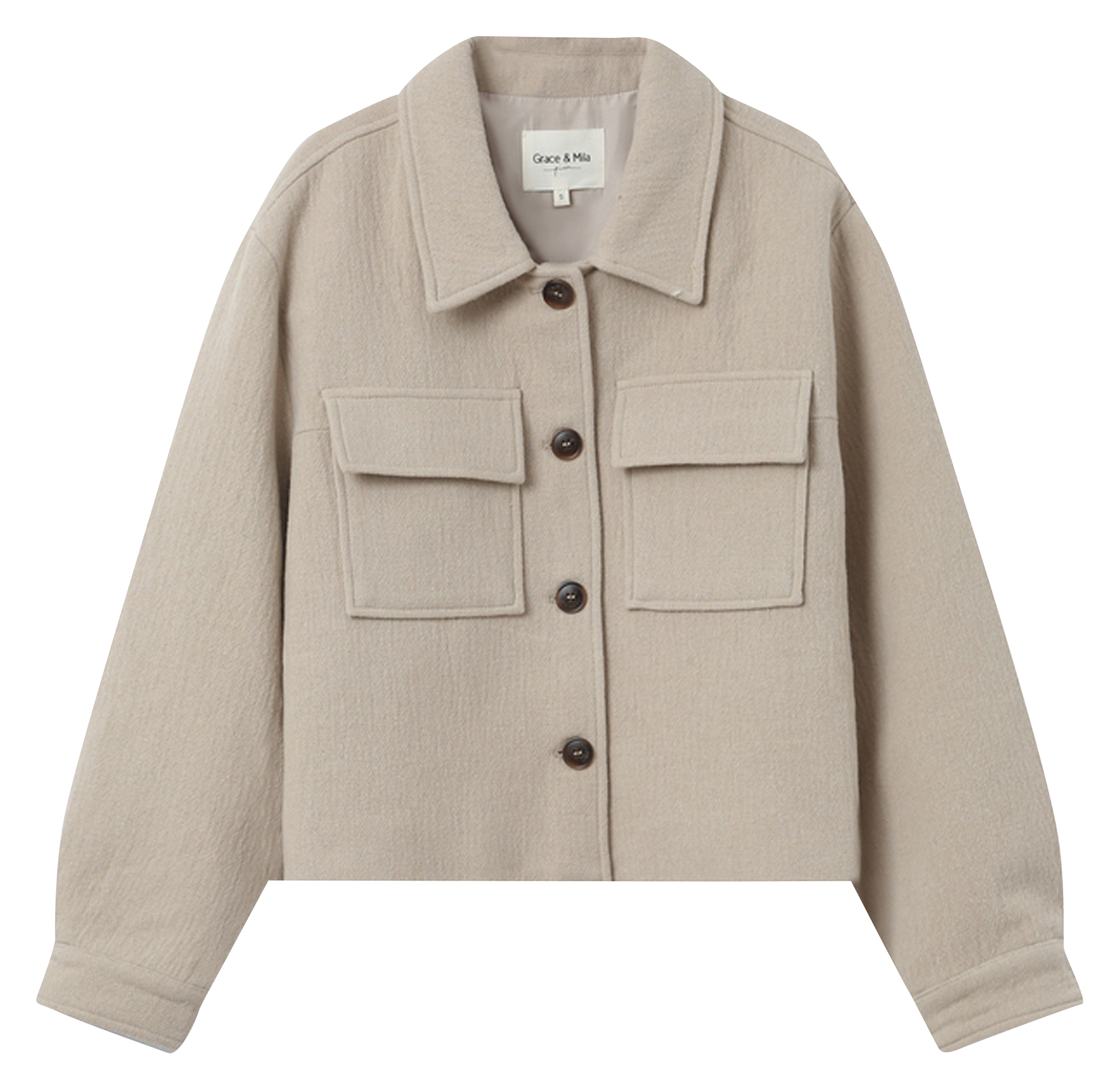 Straight buttoned coat in blended wool GRACE ET MILA Beige