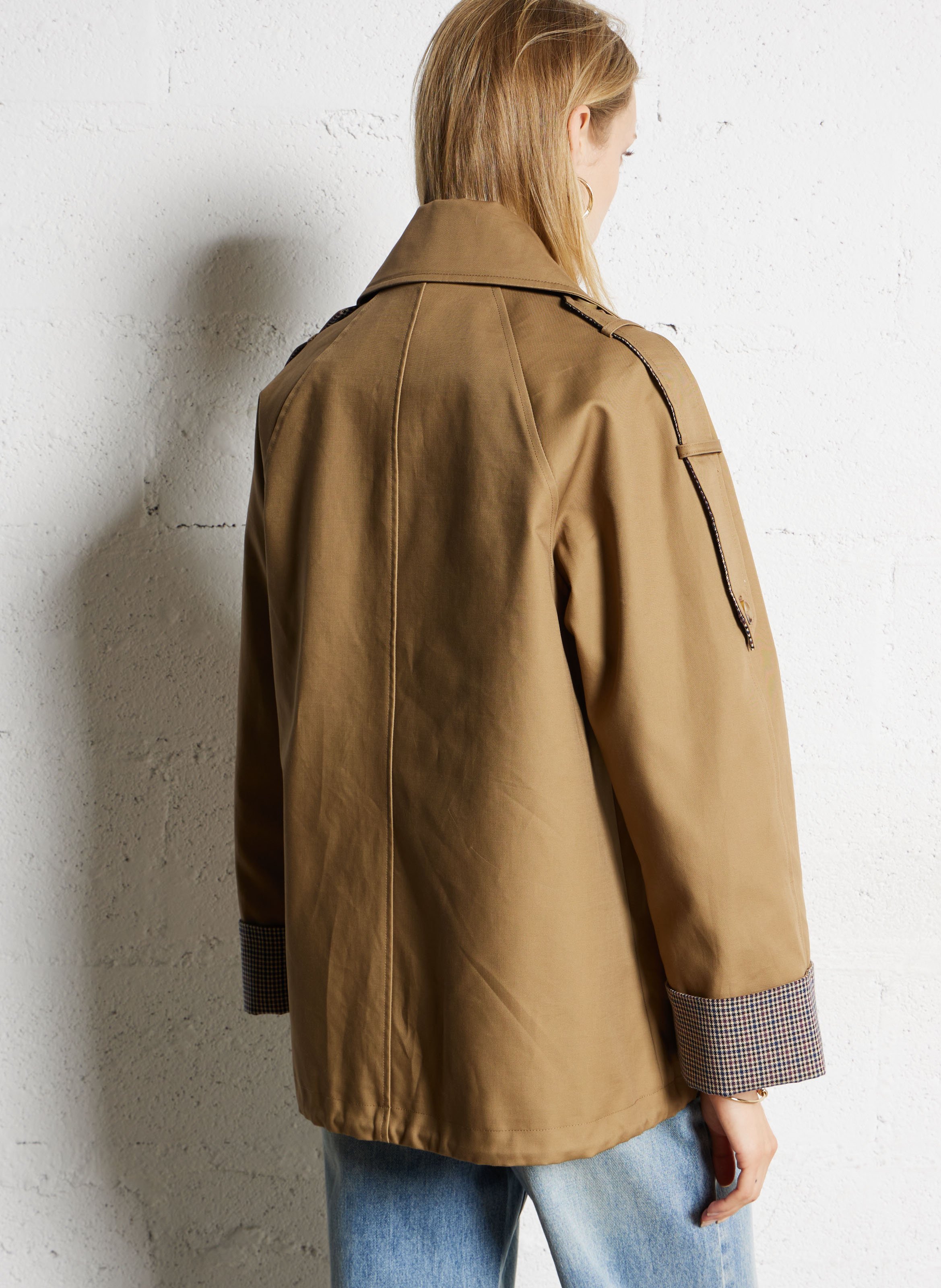 Trench col tailleur en coton SUNCOO Beige