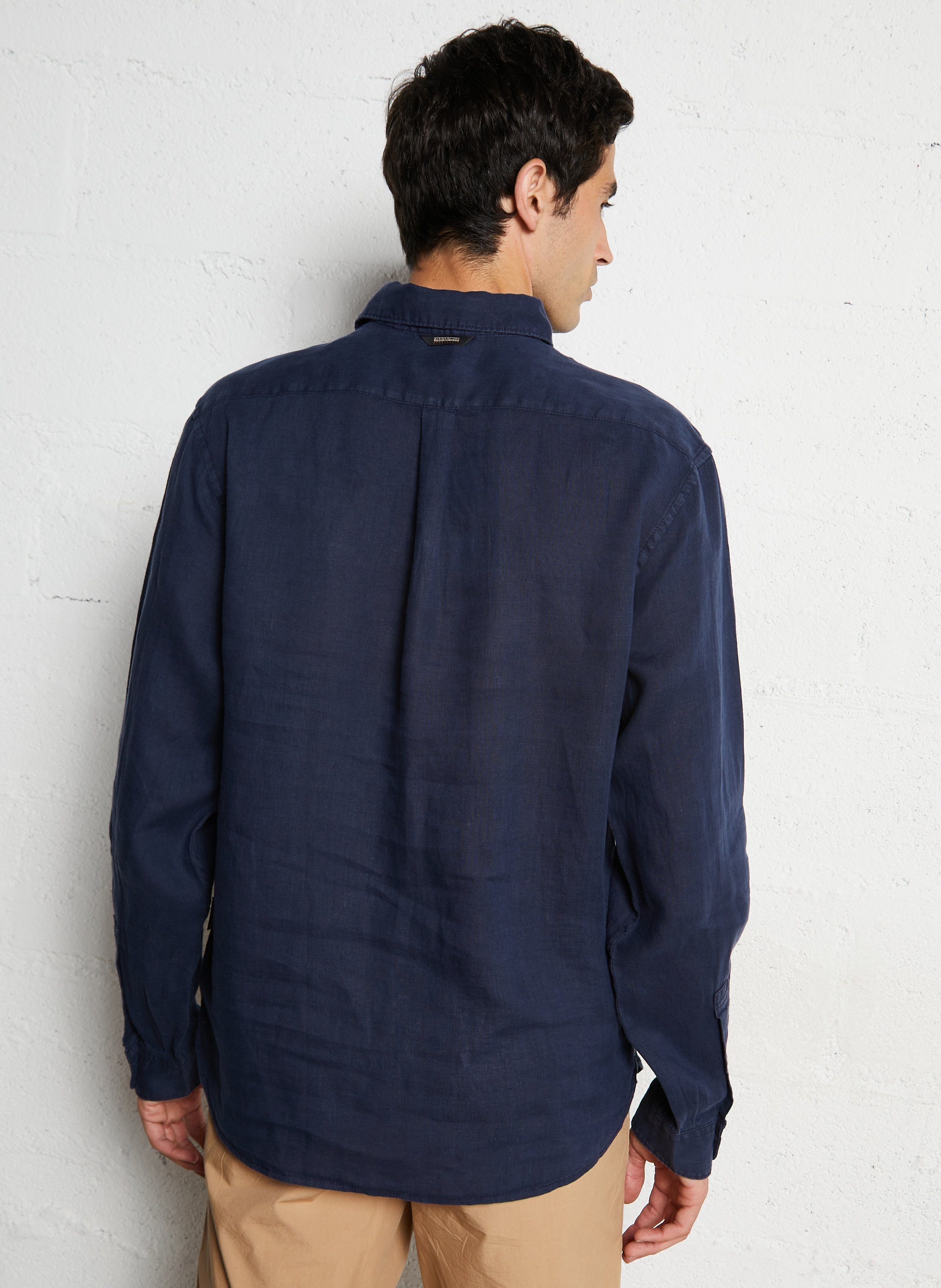 Straight linen shirt NAPAPIJRI Blue