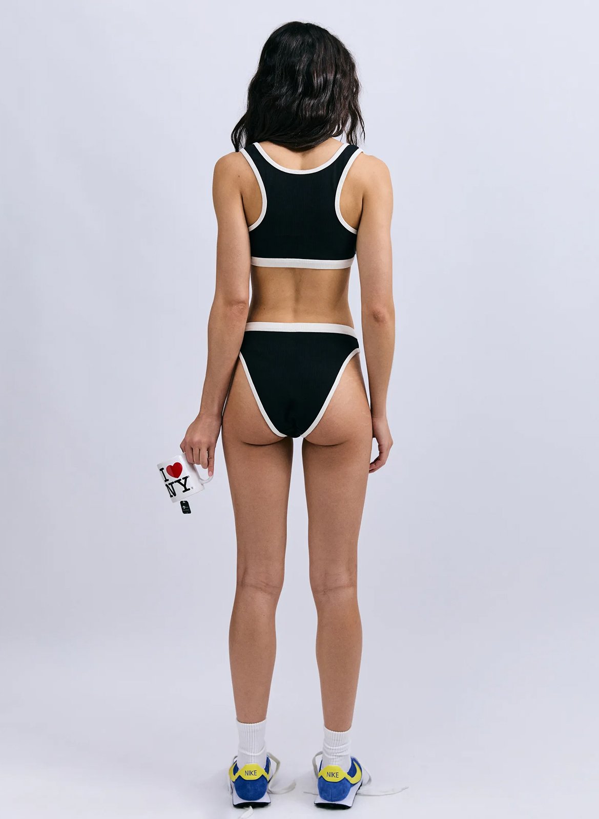 Brassière côtelée à bords contrastés LOVE STORIES Noir