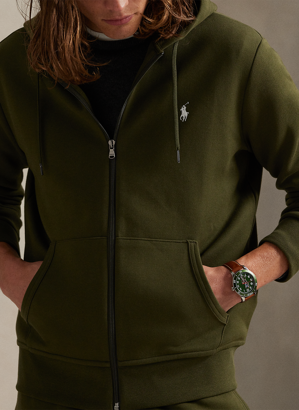 Zip-up soft cotton hoodie POLO RALPH LAUREN Green