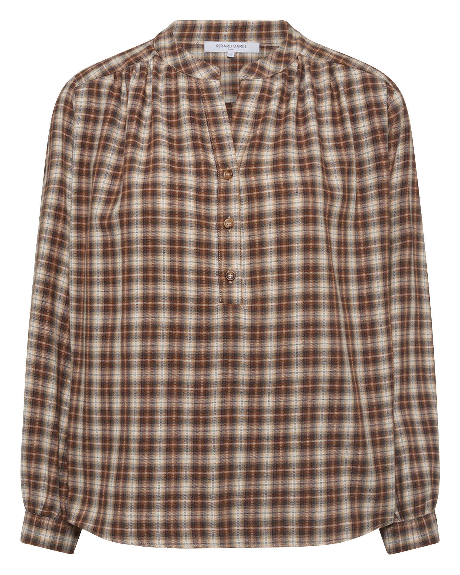 Checked Tunisian collar straight top GERARD DAREL Brown