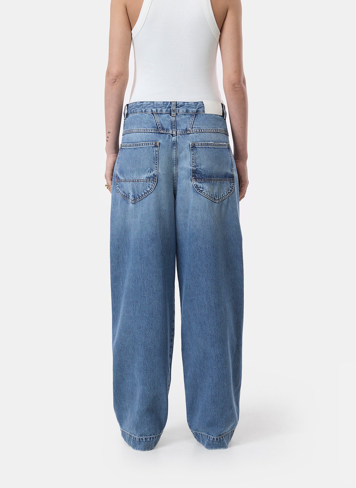 High-waisted straight leg jeans with cutouts CLOSED Blue