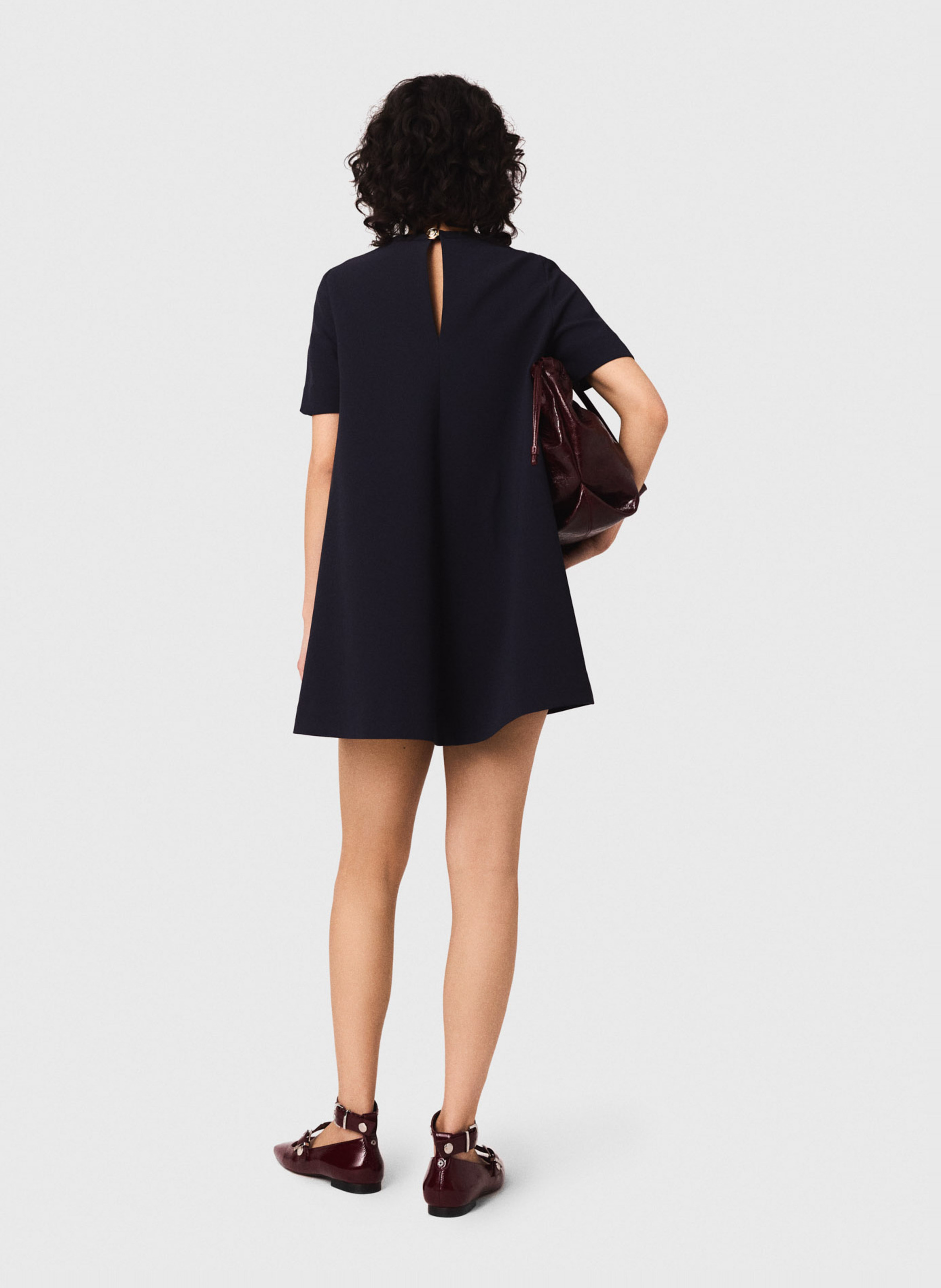 Robe courte col rond MAJE Bleu