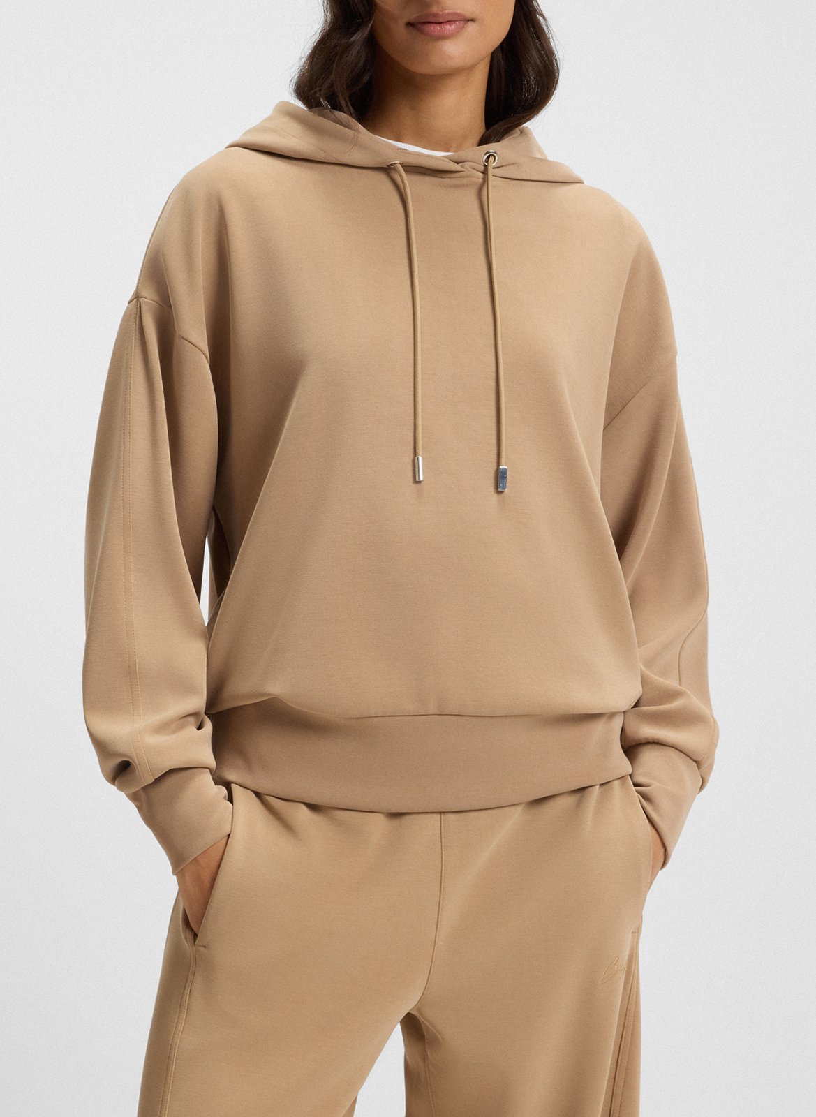 Sweat uni ample à capuche BOSS Marron