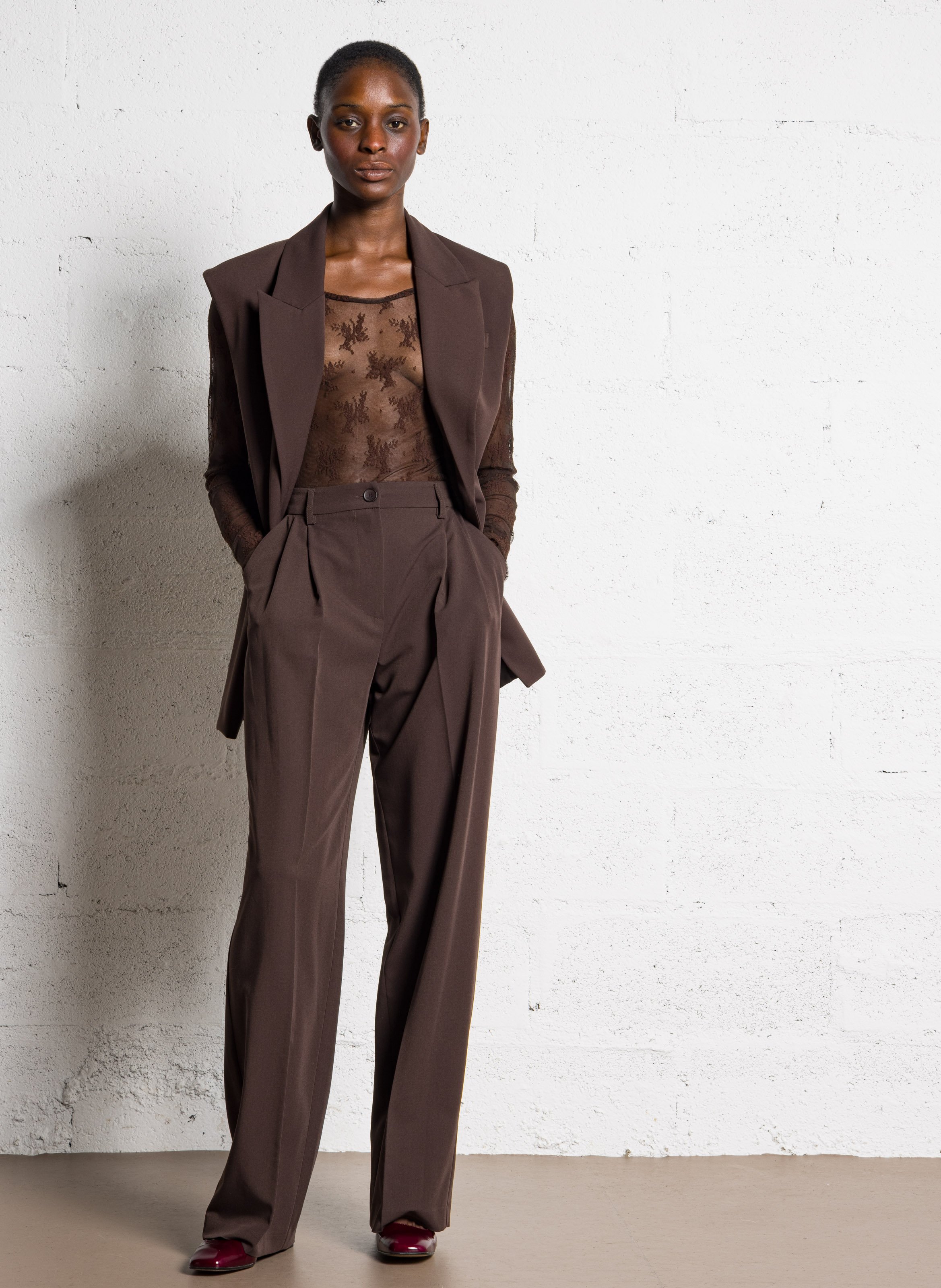 Cardigan with tailored collar IMPERIAL Brown