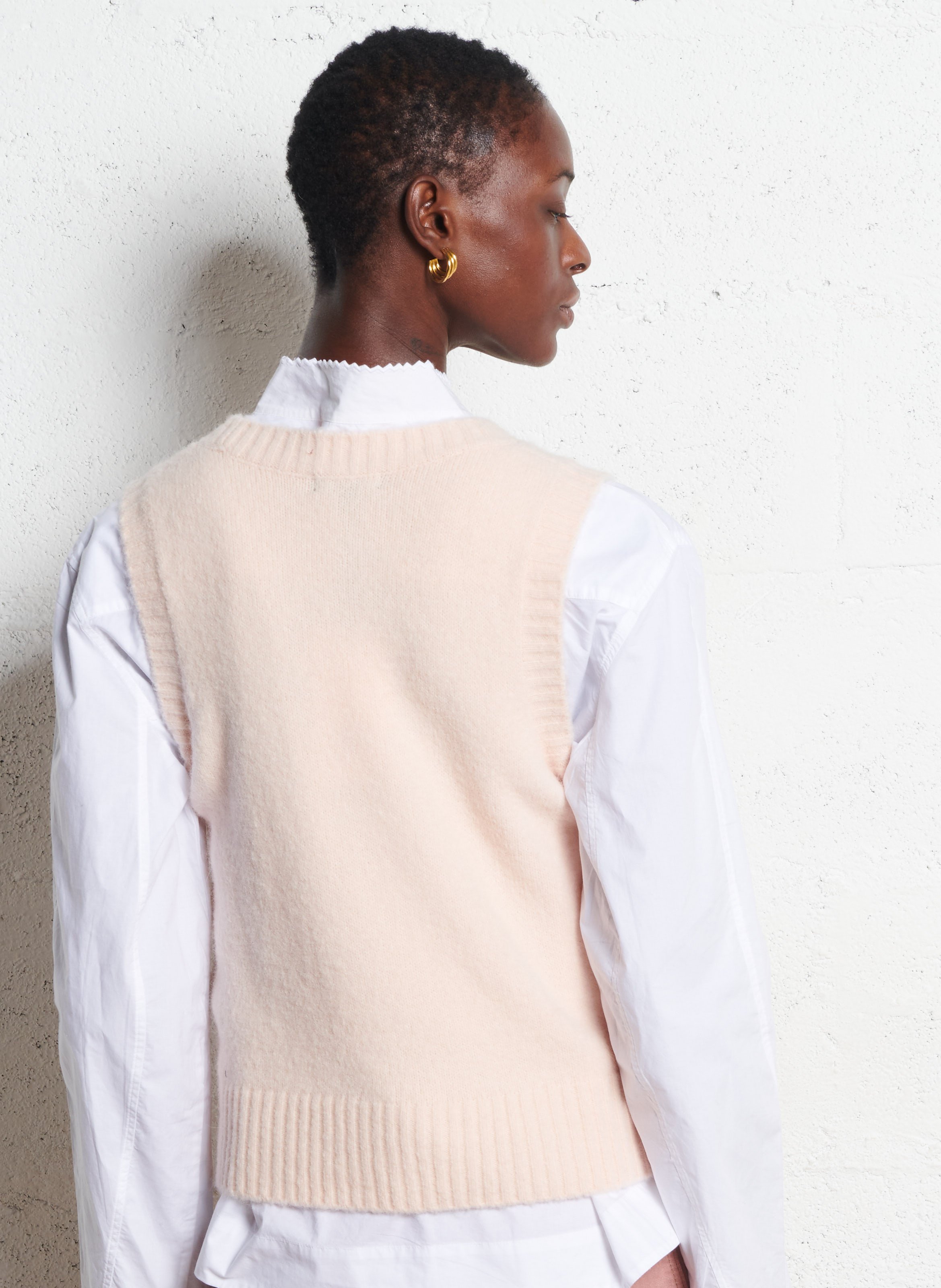Pull droit sans manche col rond SOEUR Rose