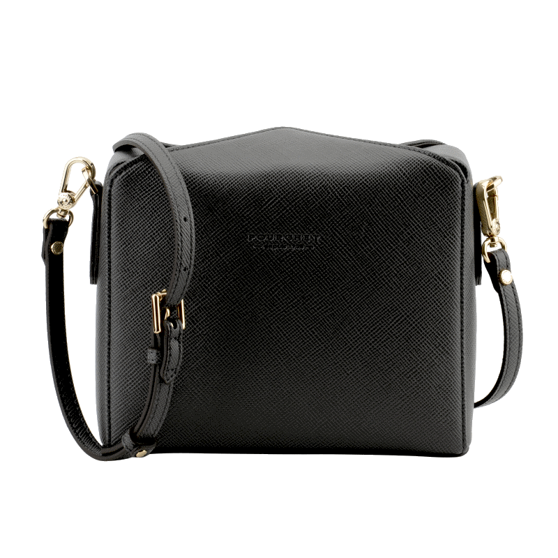 Shoulder bag - coated canvas trimmed with cowhide leather POURCHET Black