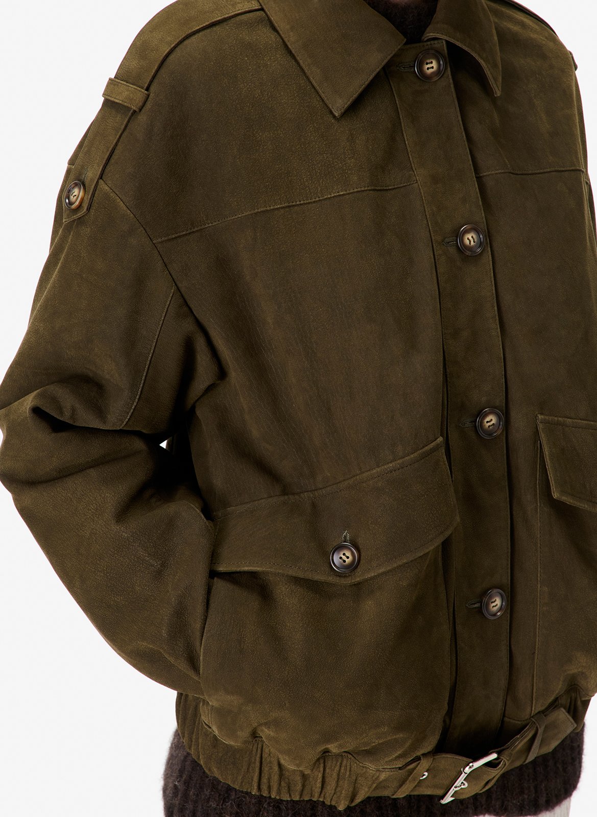 Blouson oversize col classique en cuir IRO Gris