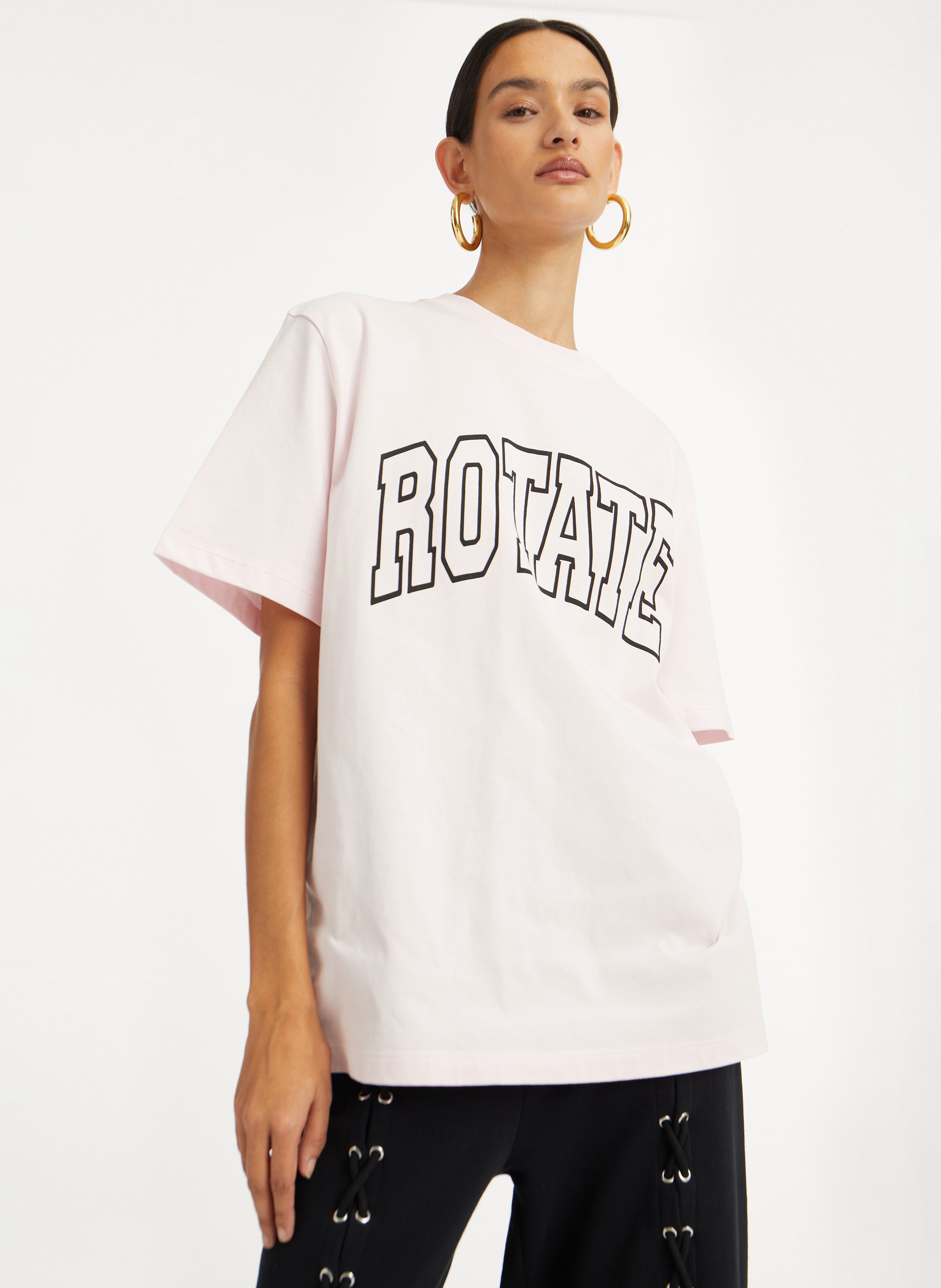 Oversized organic cotton T-shirt ROTATE Pink