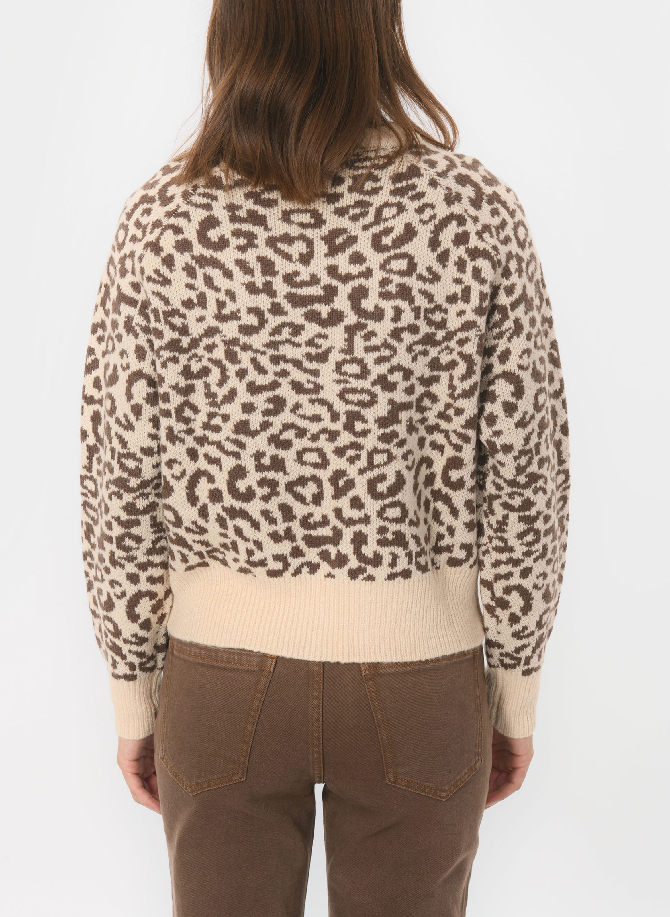 Pull oversize col rond imprimé KOOKAI Beige