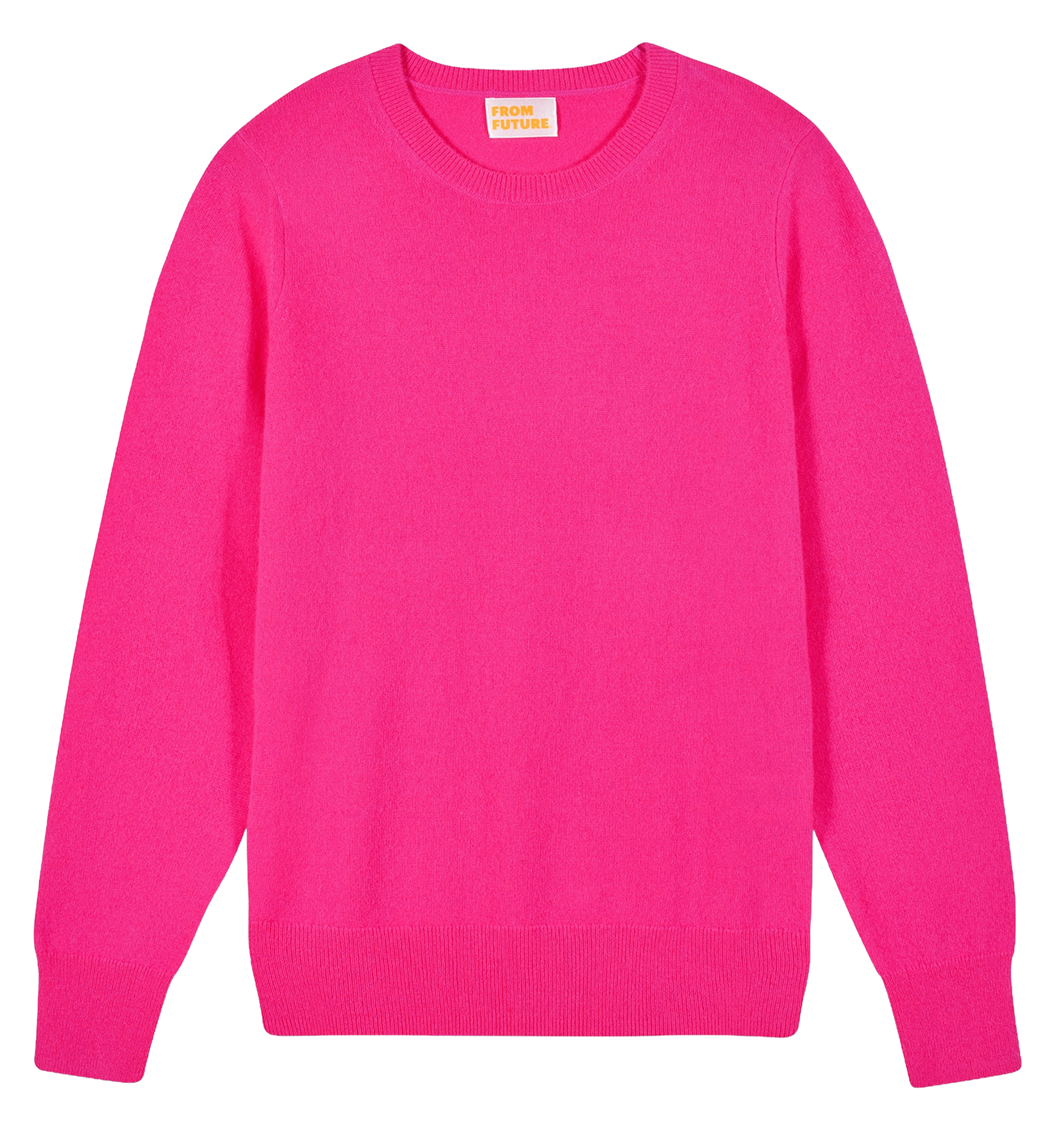 Straight cotton sweater with round neck FROM FUTURE Pink