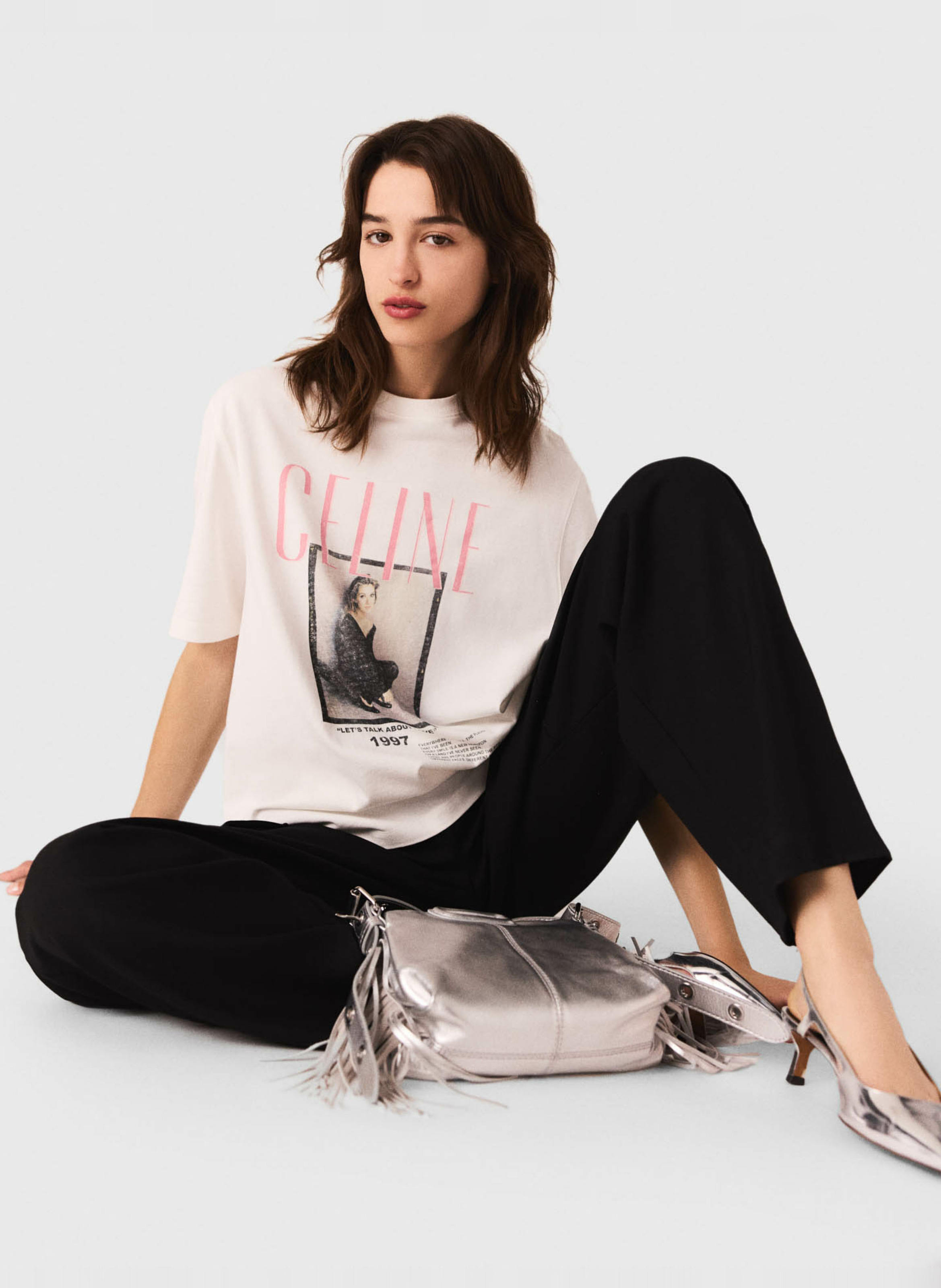 Katoenen T-shirt met korte mouwen en print MAJE Wit