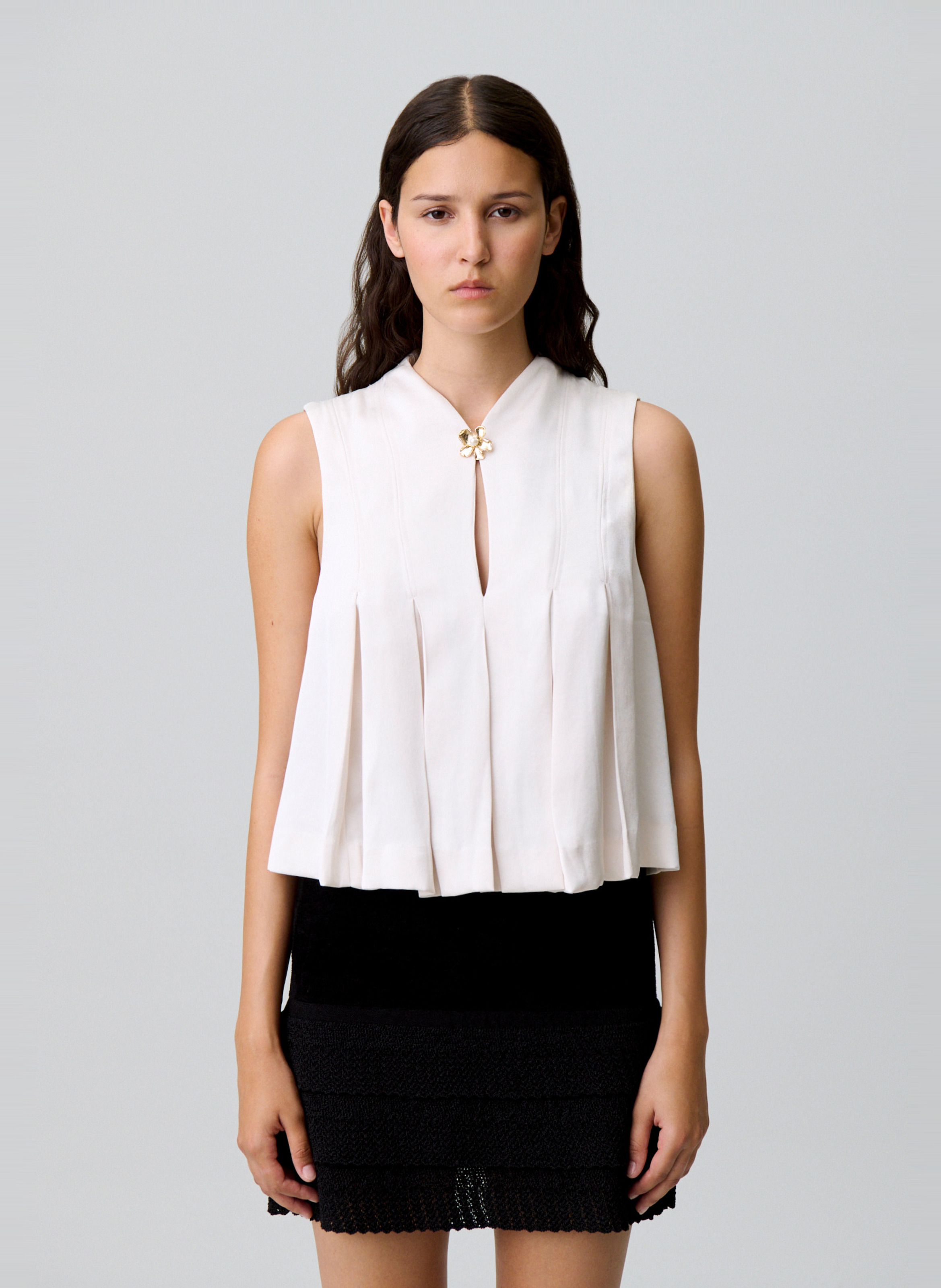 Satin-finish top with mandarin collar CLAUDIE PIERLOT