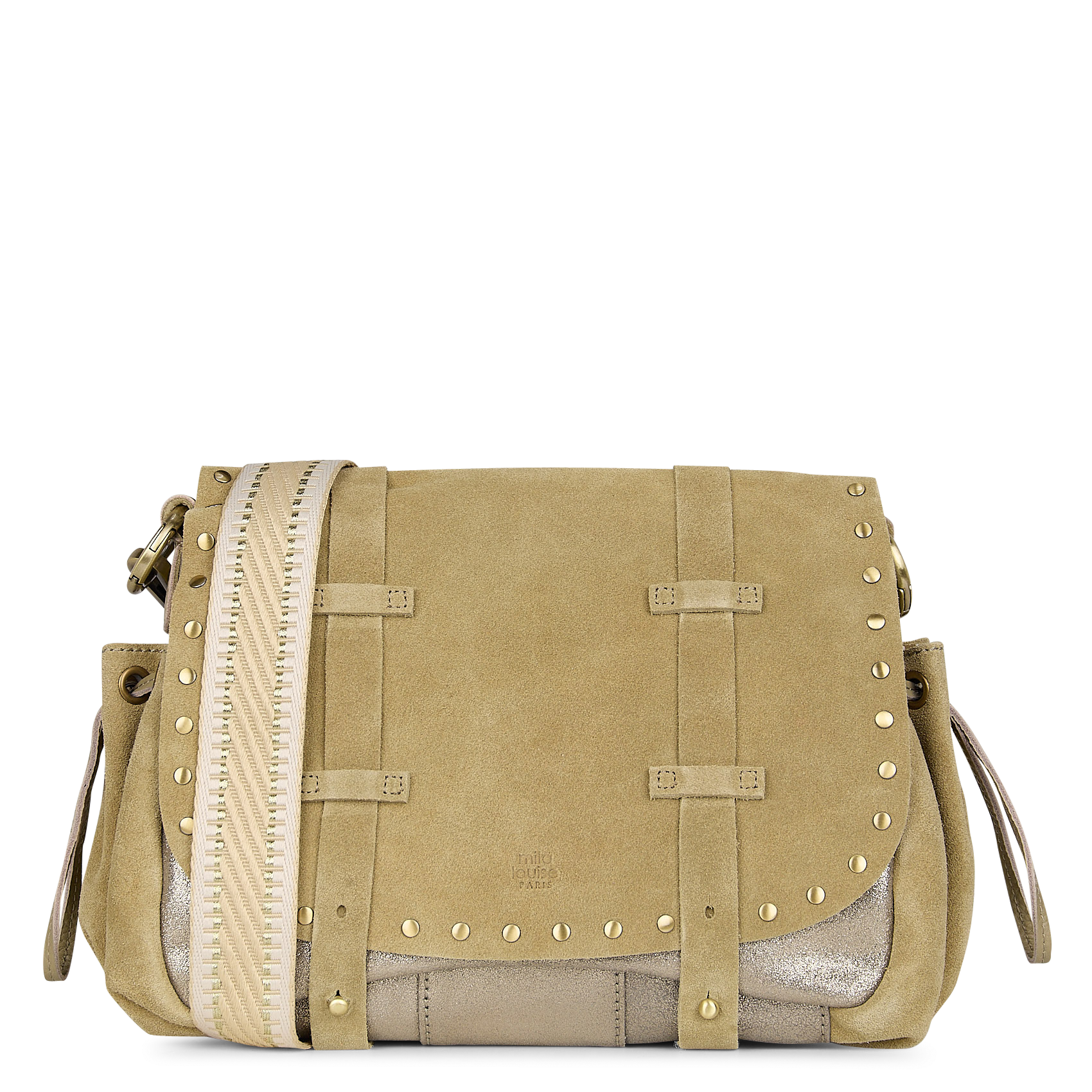 Umhängetasche mit Klappenverschluss aus Veloursleder MILA LOUISE Grun