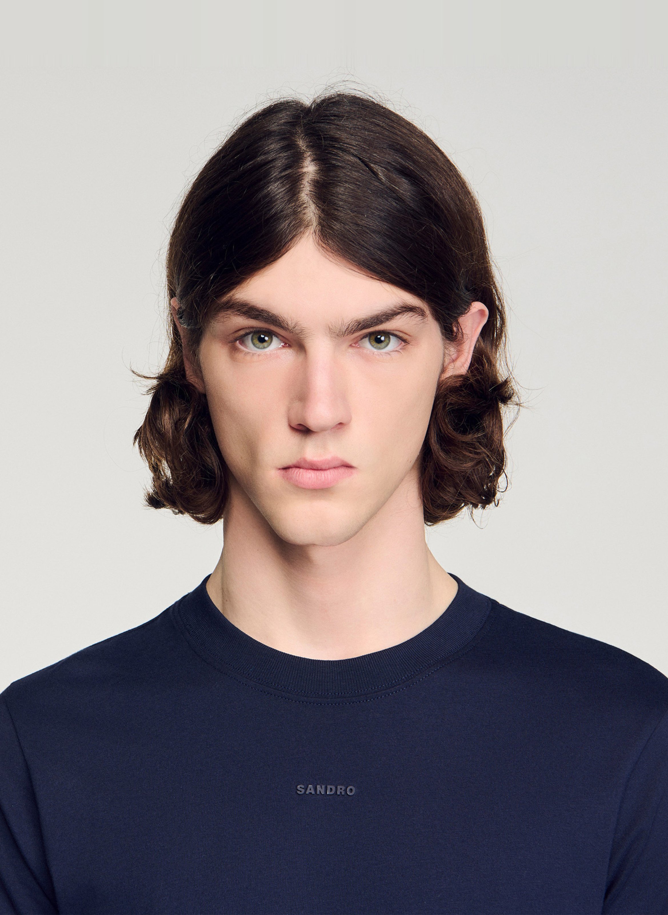 Tee-shirt col rond en coton SANDRO Bleu