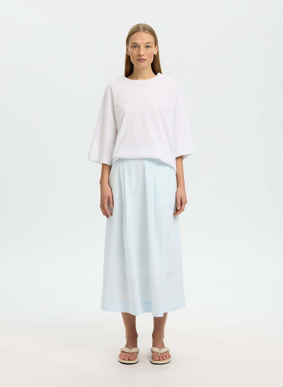 Organic cotton midi skirt SELECTED Blue