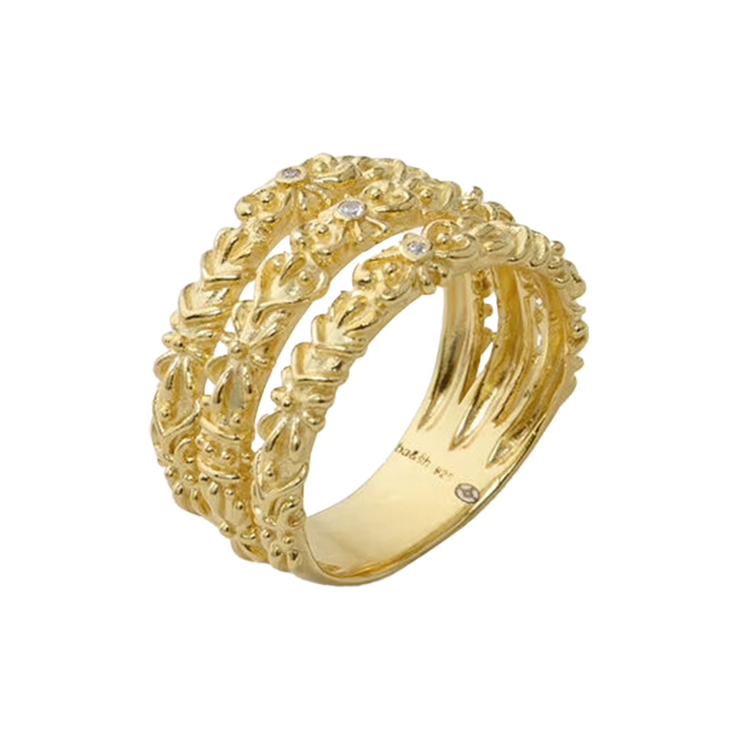 Bague anneau zircon BA&SH Doré