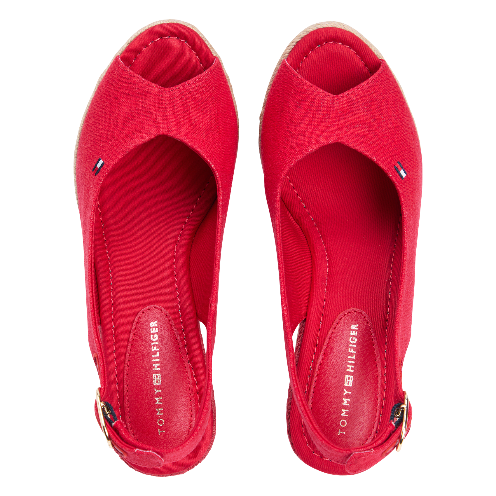 Sandales compensées en toile TOMMY HILFIGER Rouge