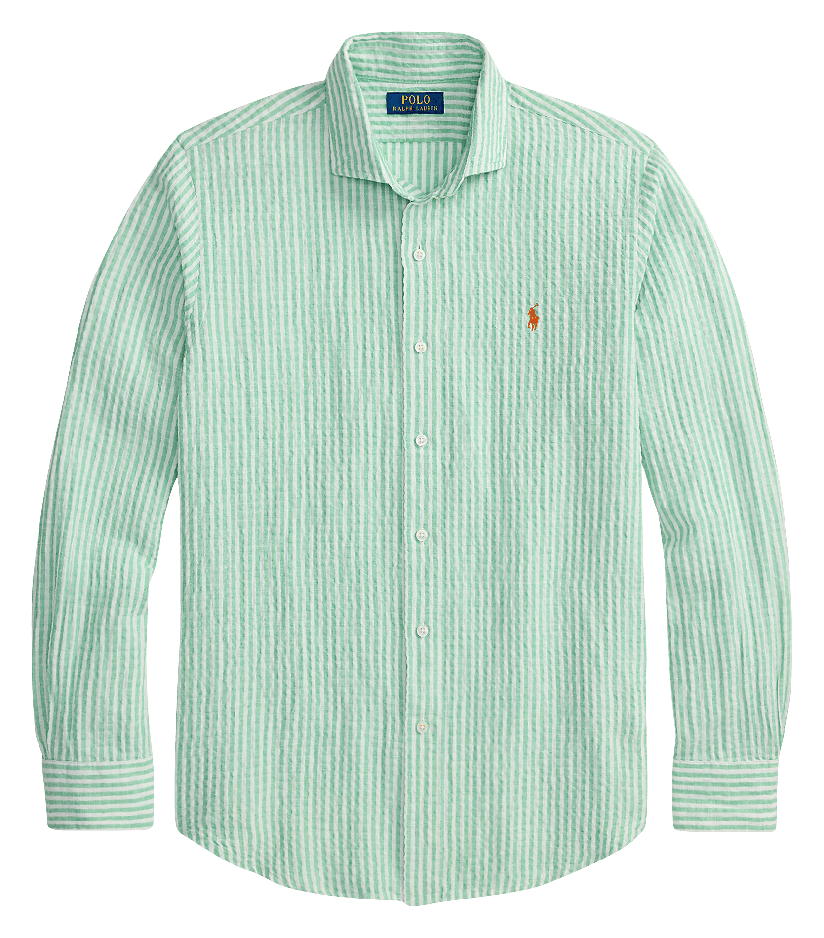 Straight classic collar shirt in striped linen and cotton POLO RALPH LAUREN Green