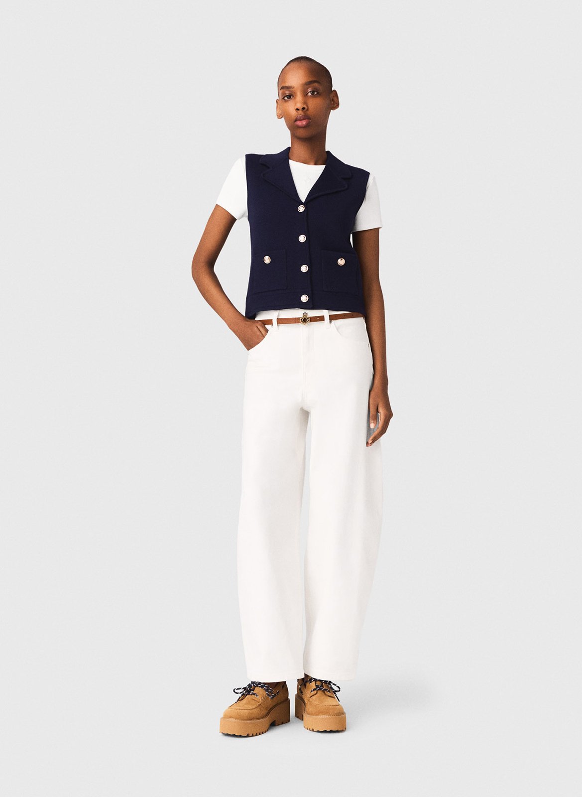 Straight blazer with lapel collar MAJE Blue