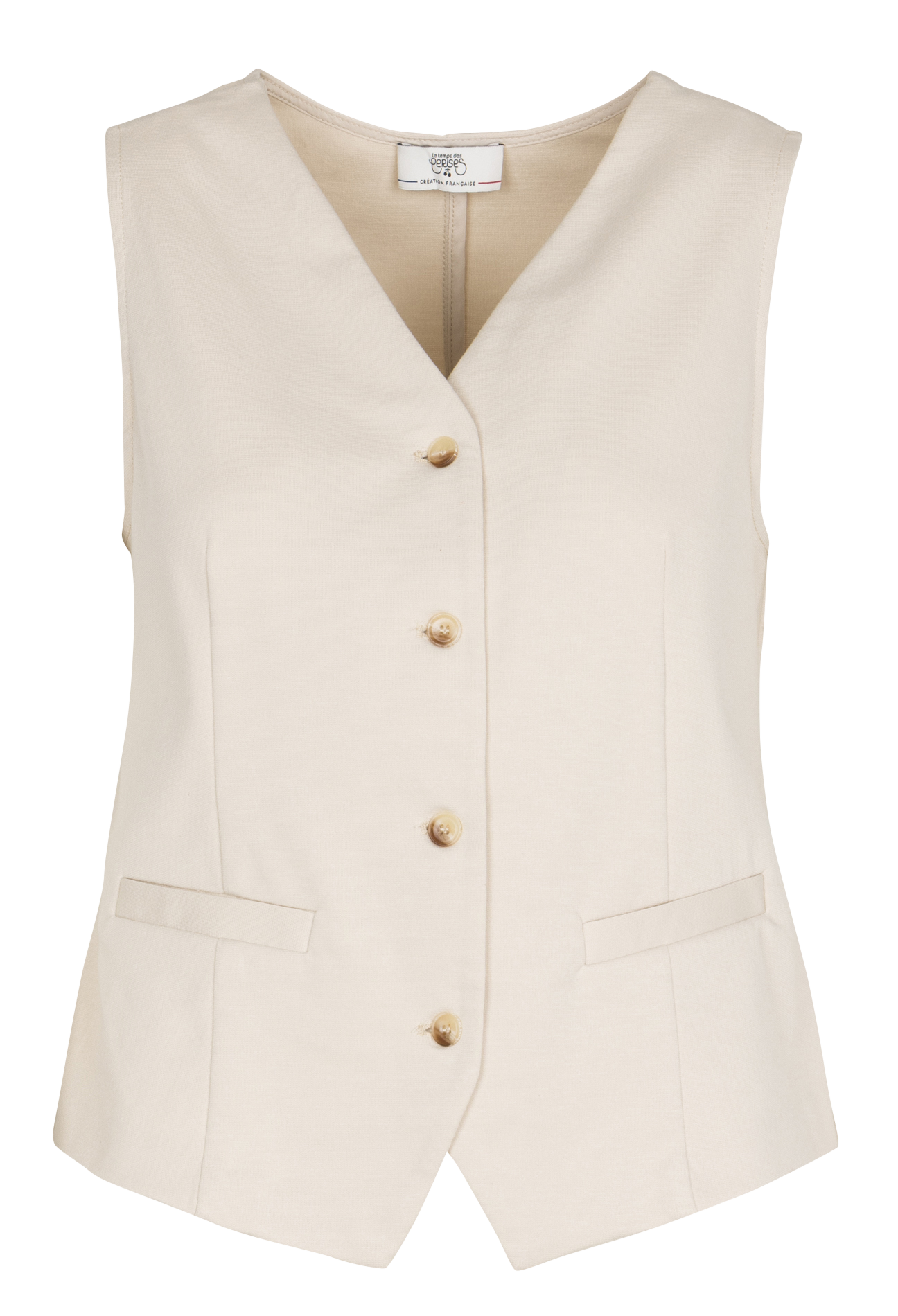 Straight V-neck vest LE TEMPS DES CERISES Beige