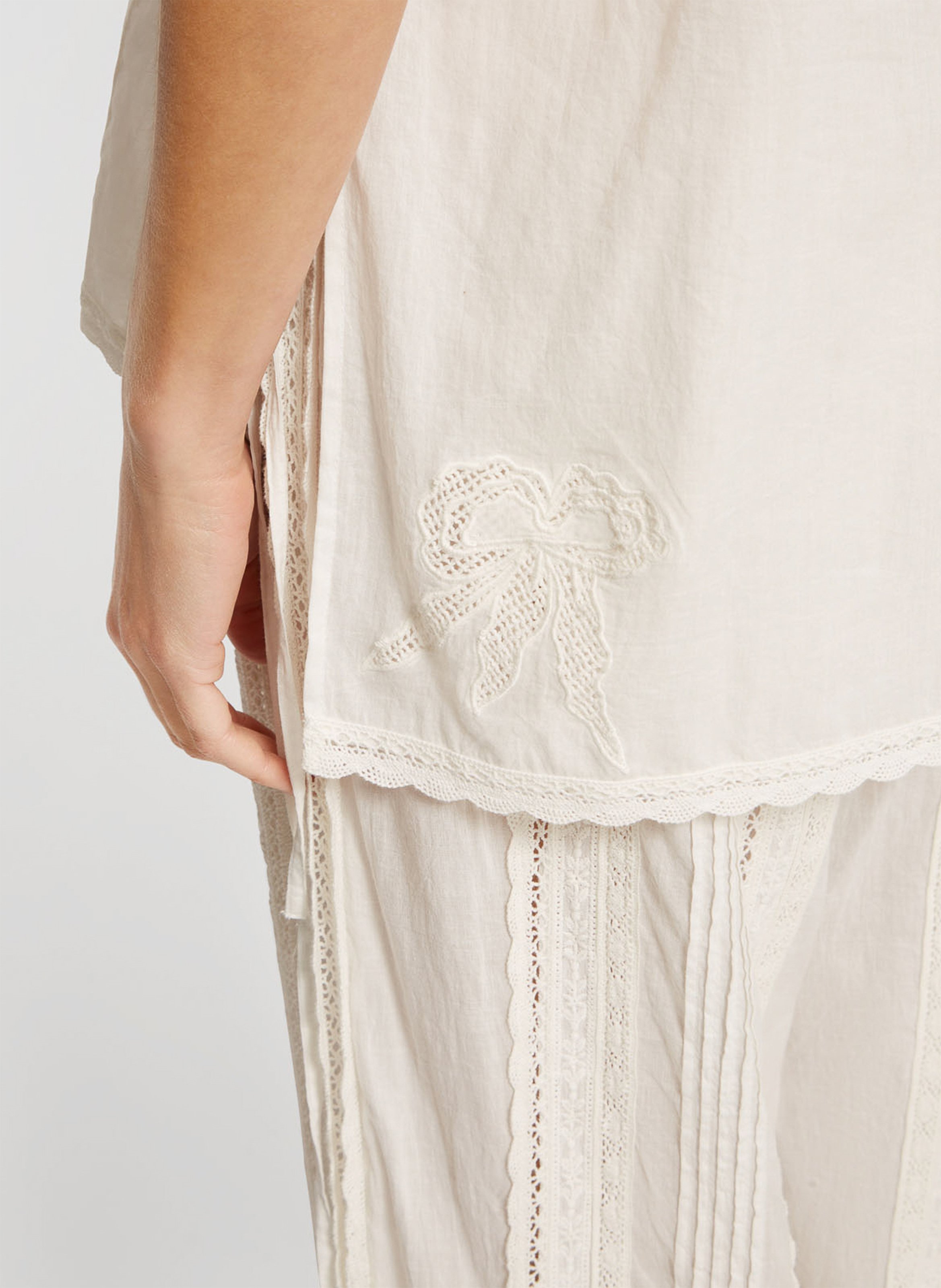 Blouse col rond en coton ROSEANNA Blanc