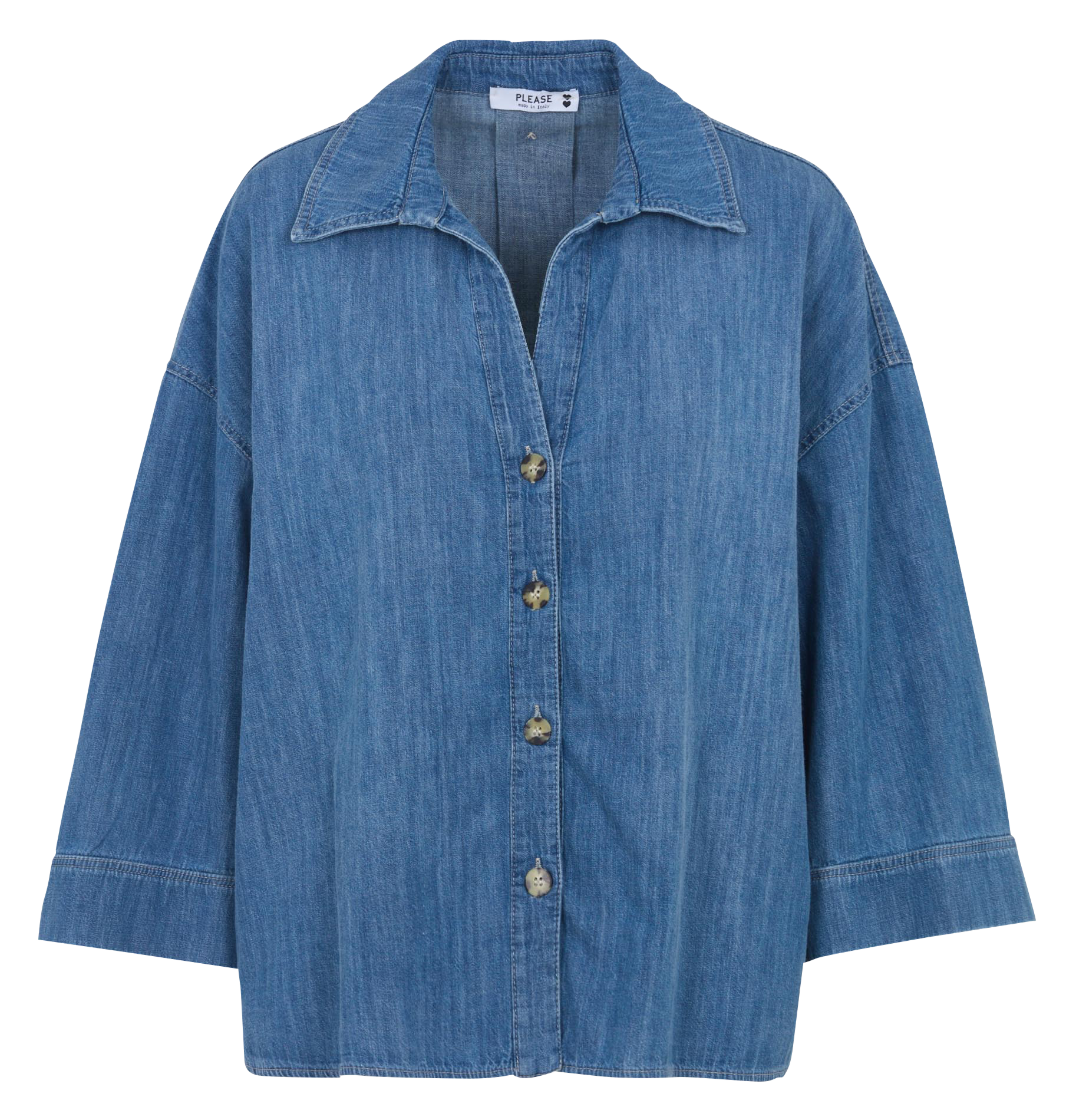 Loose denim cotton shirt PLEASE Blue