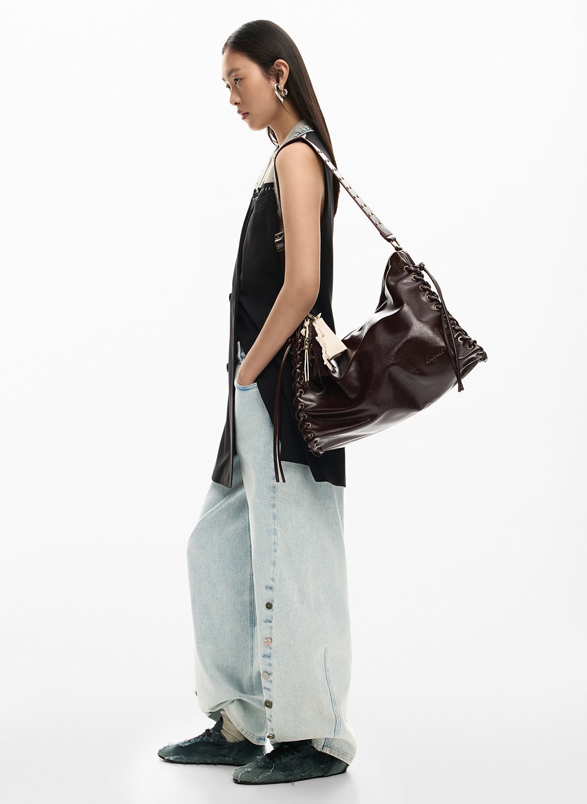 Gevlochten handtas DESIGUAL Bruin