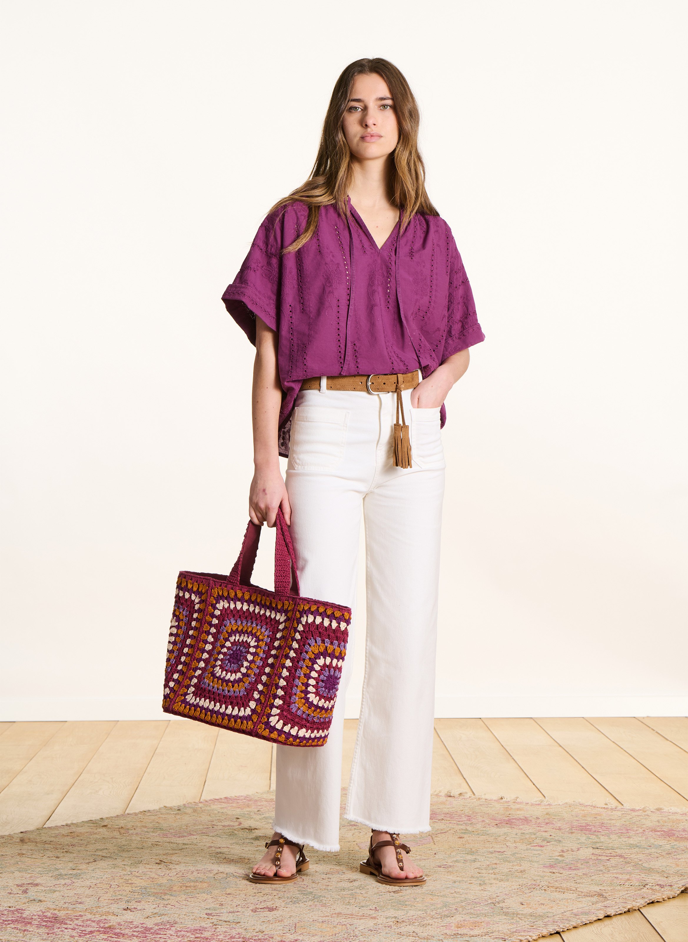 Blouse ample en coton LA FEE MARABOUTEE Violet