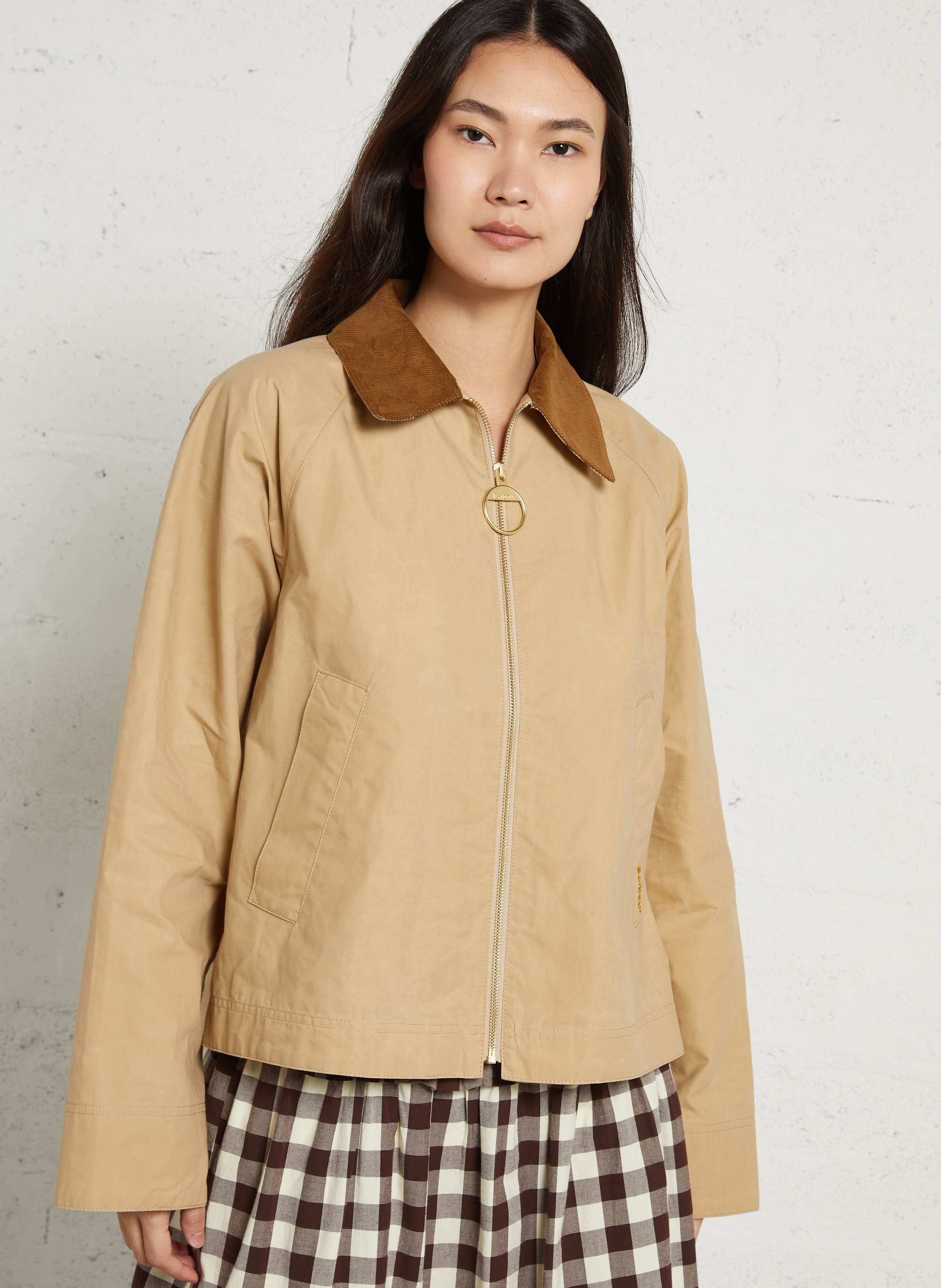 Veste droite col classique en coton BARBOUR Beige