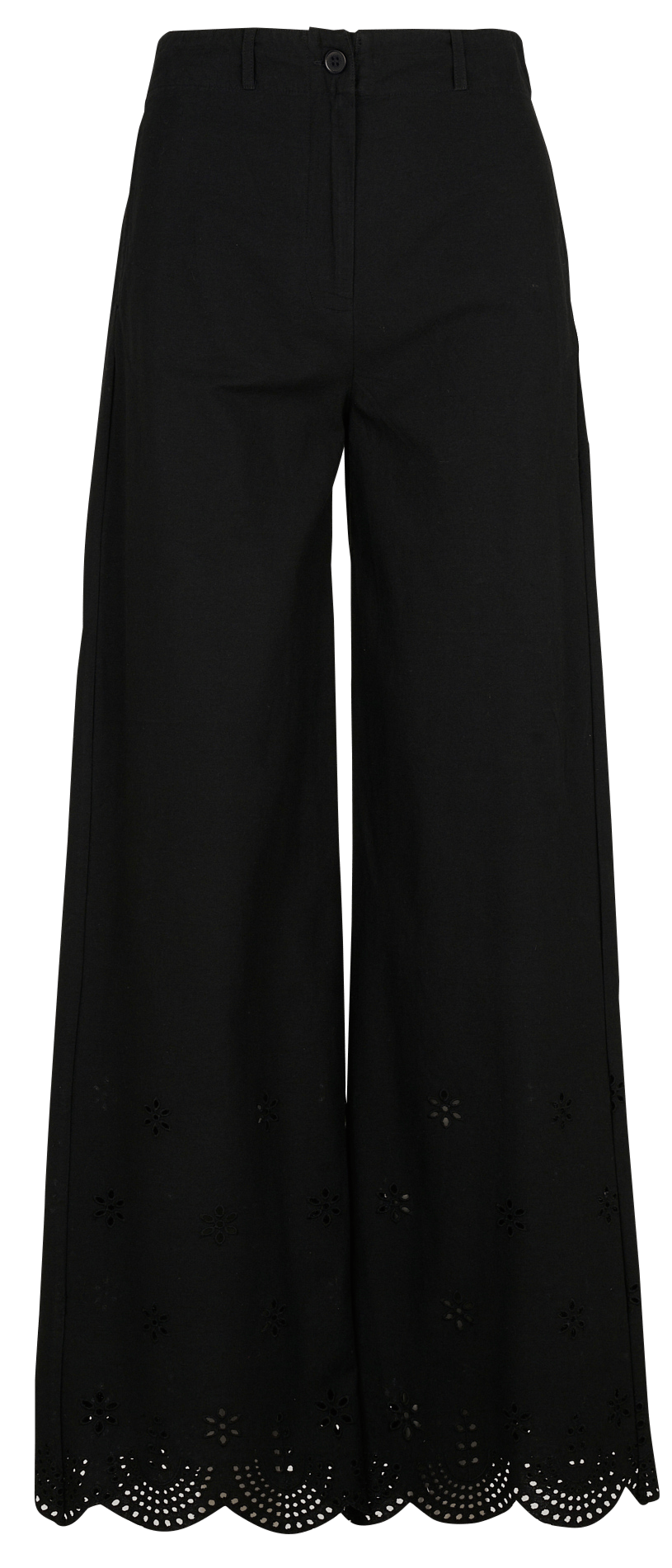Pantalon large taille haute en coton DES PETITS HAUTS Noir