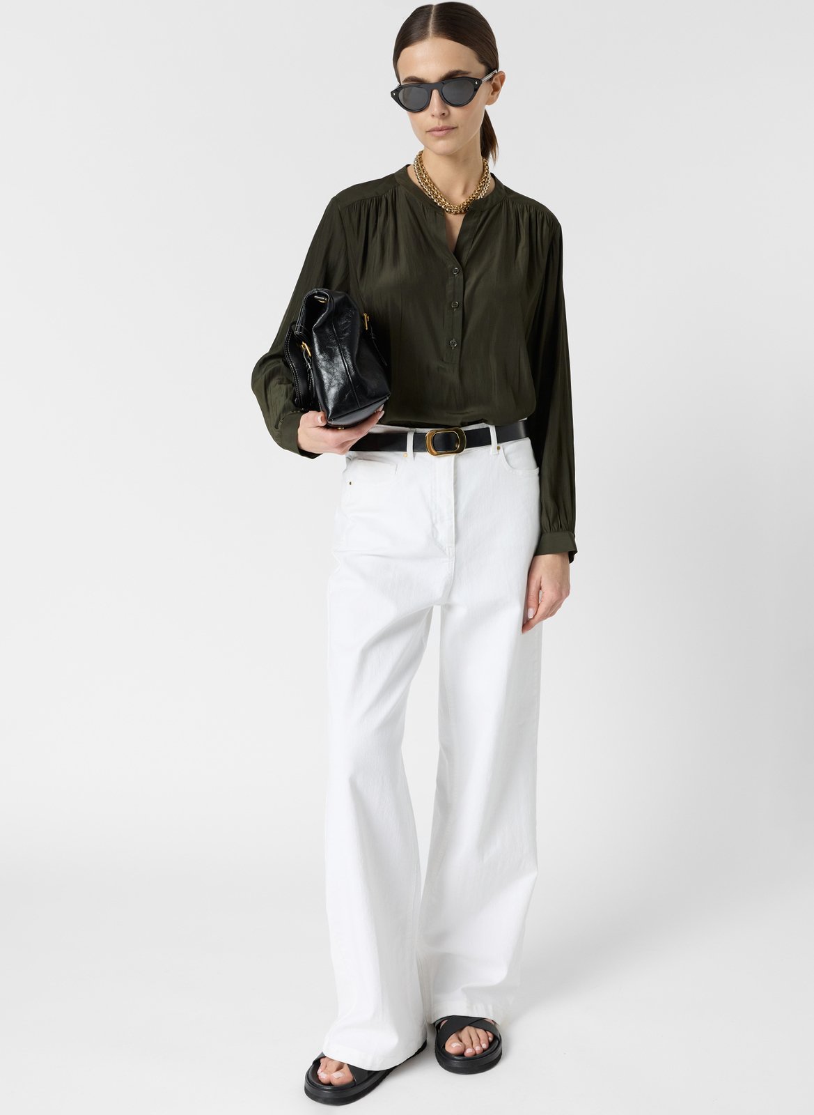 Chemisier droit col rond uni GERARD DAREL Vert